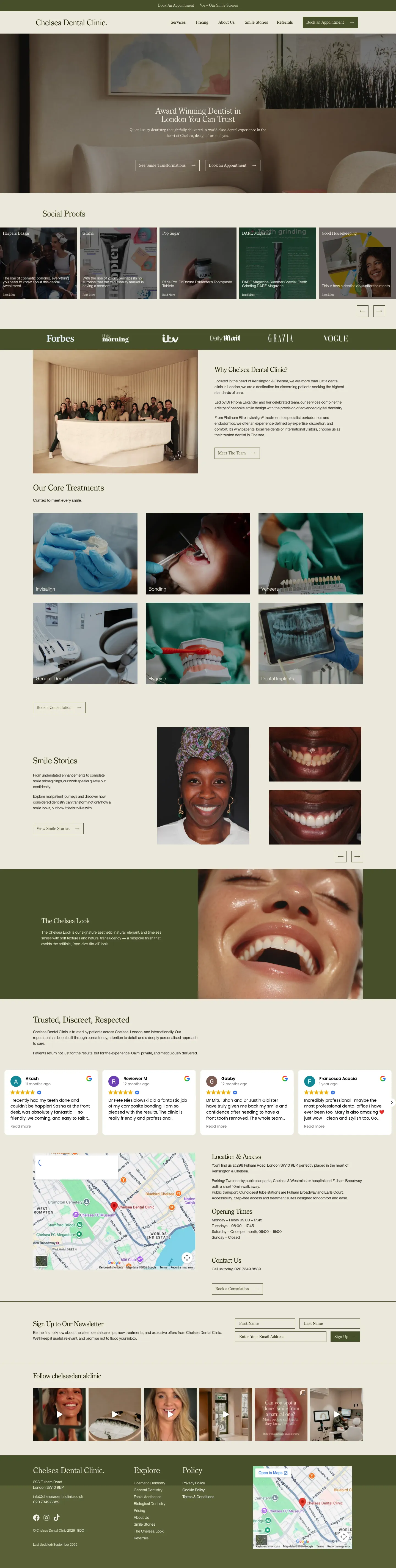 Homepage of Chelsea Dental Clinic