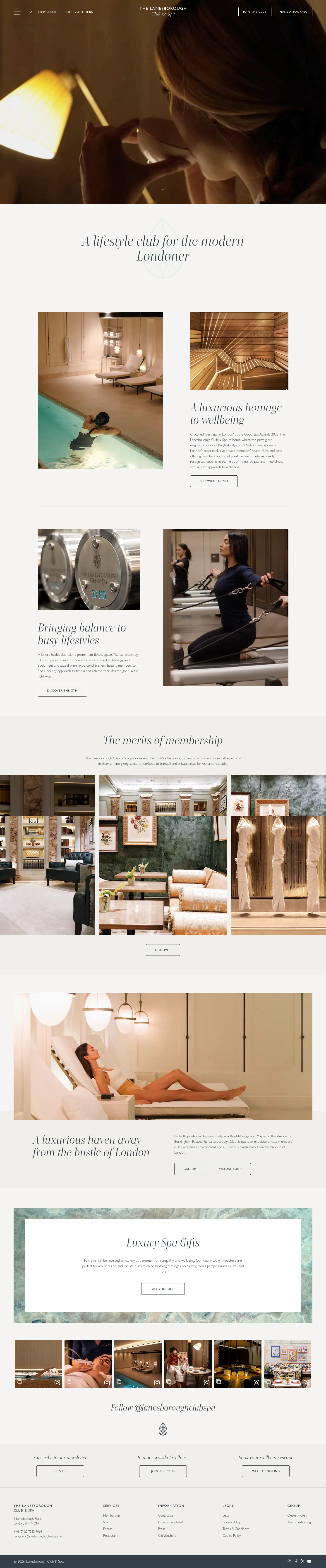 Homepage of Lanesborough Club & Spa