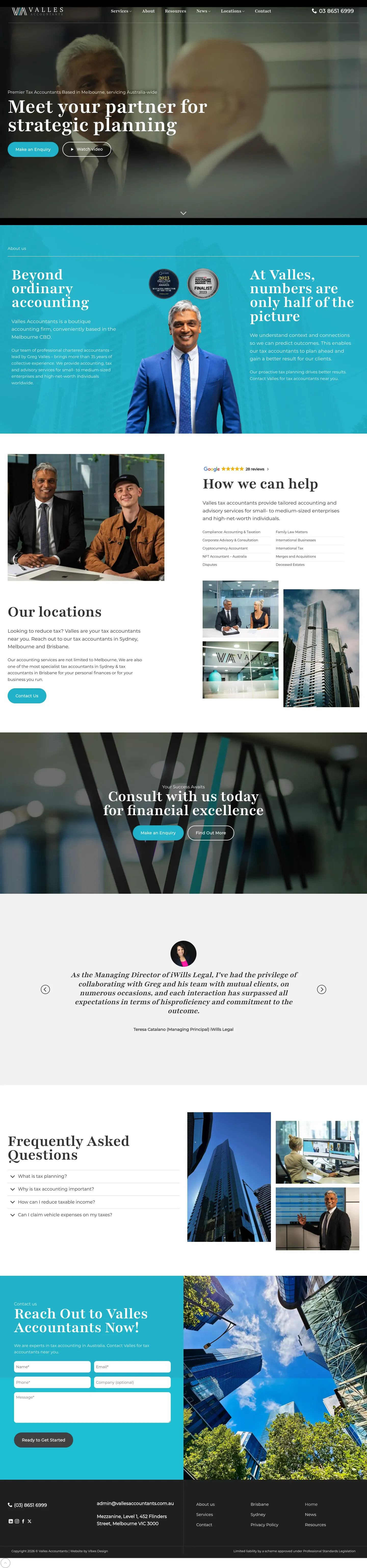 Homepage of Valles Accountants