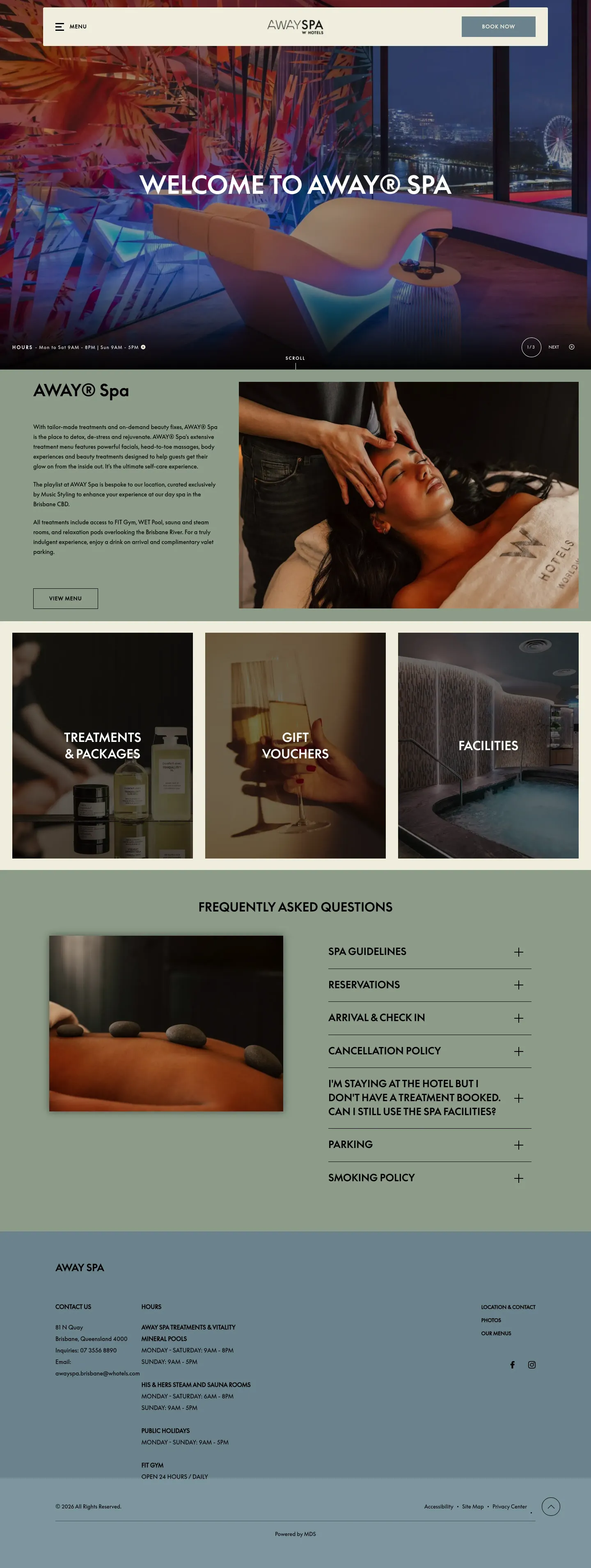 Homepage of AWAY SPA