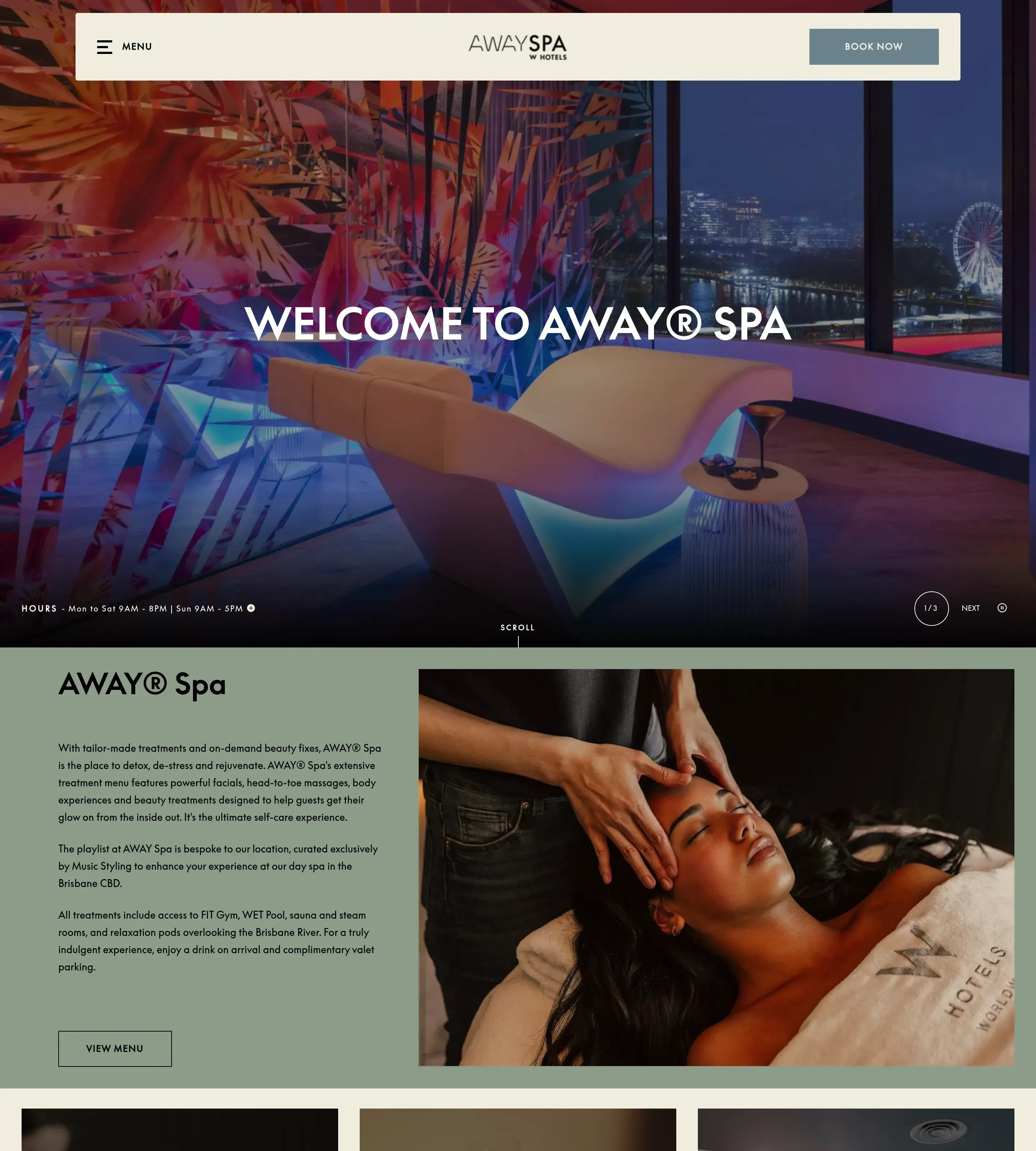 Homepage of AWAY SPA