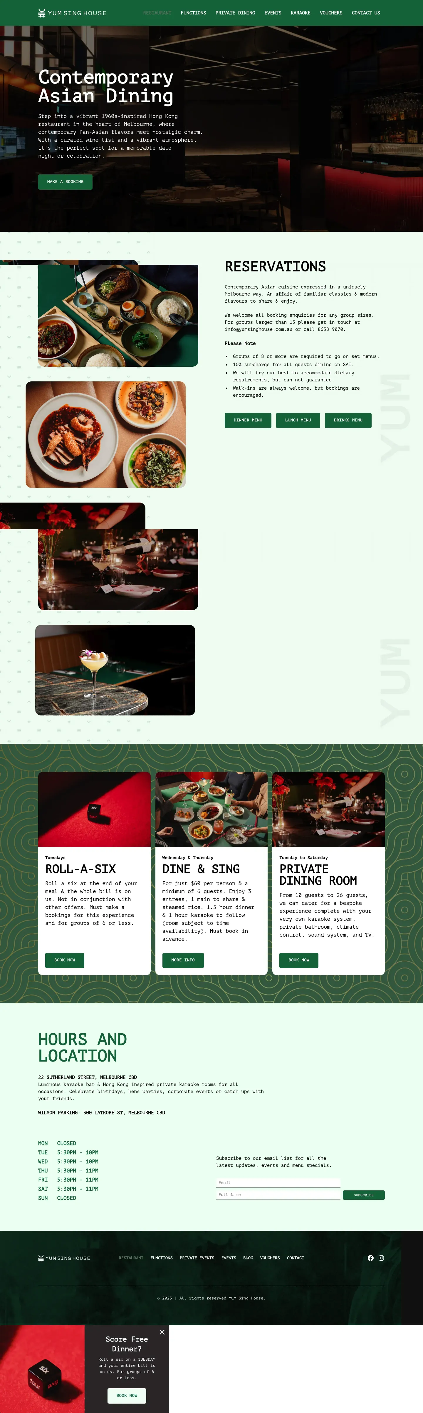 Homepage of Yum Sing House