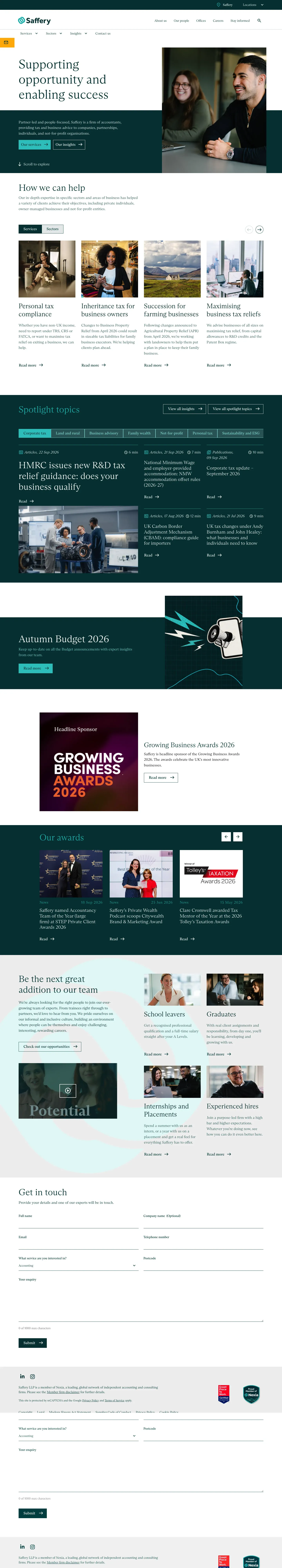 Homepage of Saffery