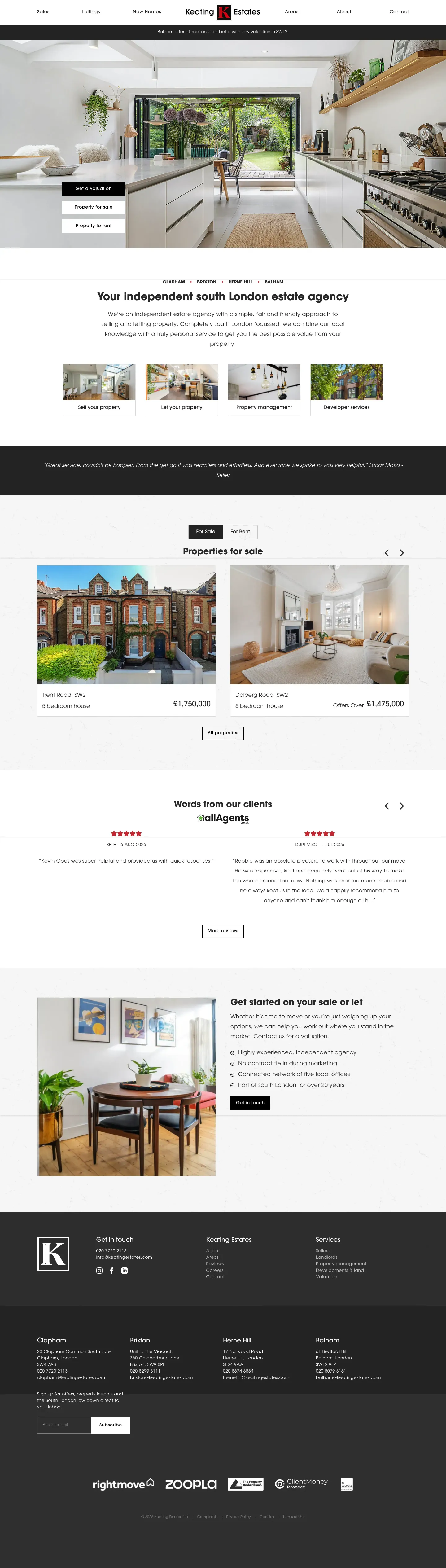 Homepage of Keating Estates