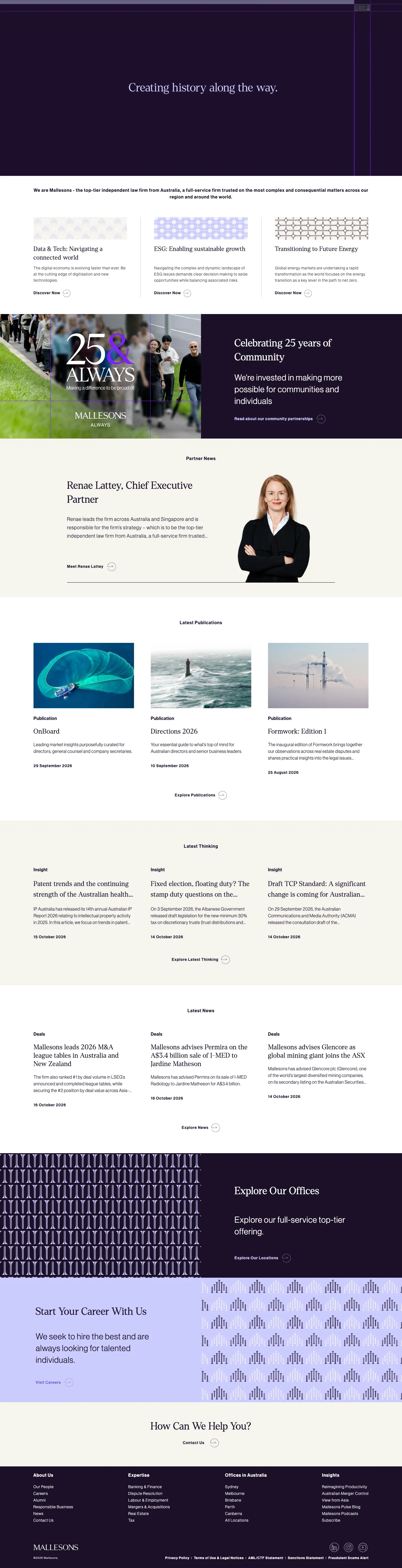 Homepage of Mallesons