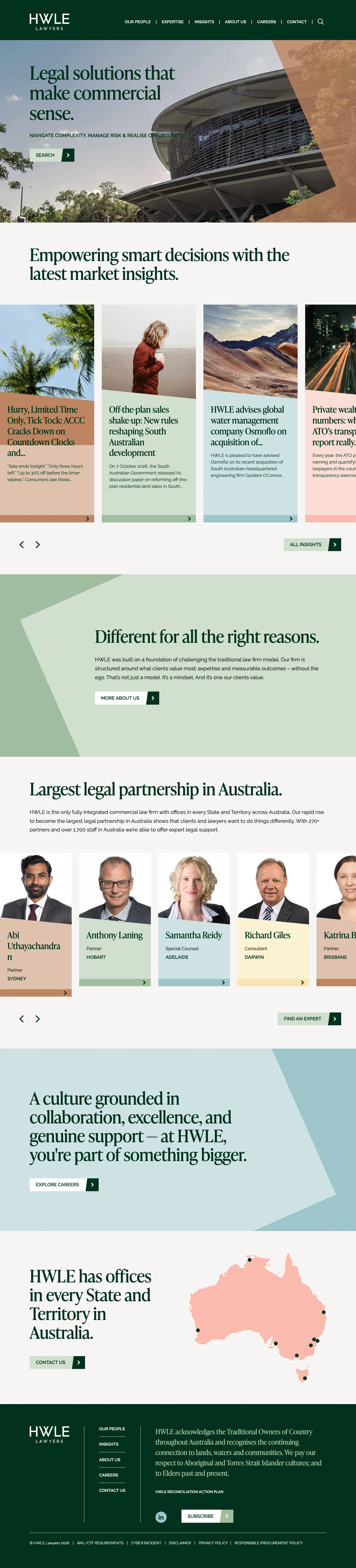 Homepage of HWLE Lawyers