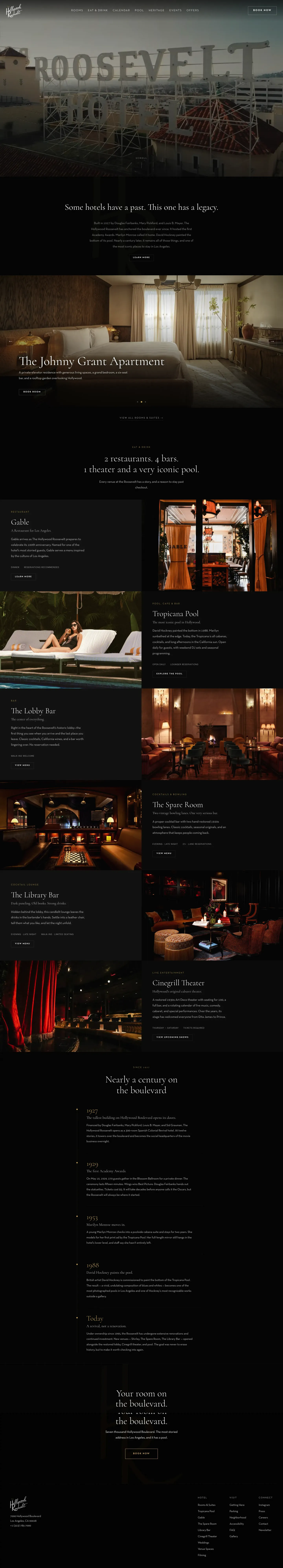Homepage of The Hollywood Roosevelt