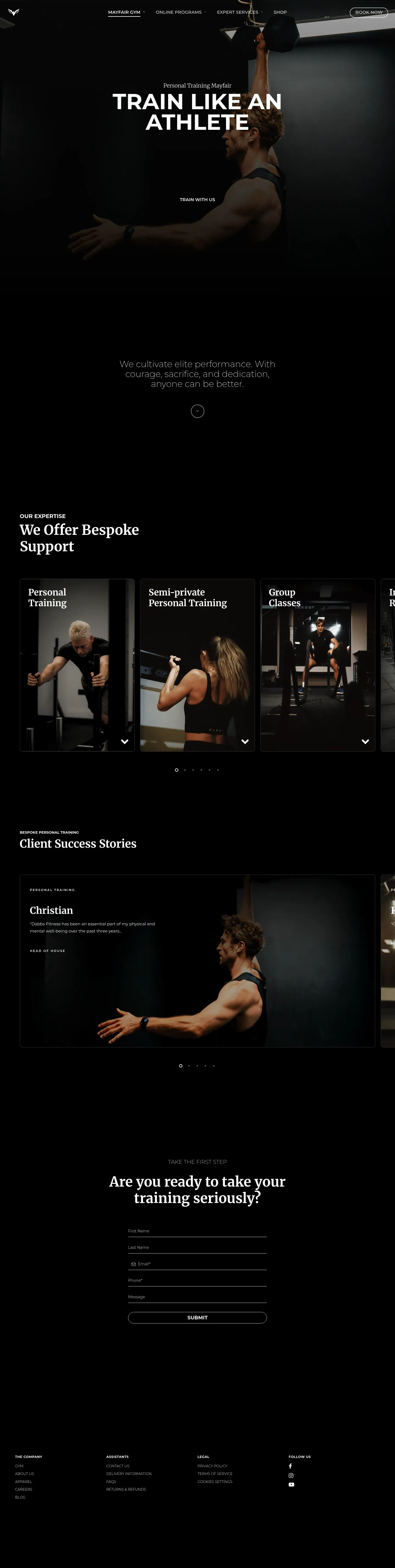 Homepage of Mayfair Gym