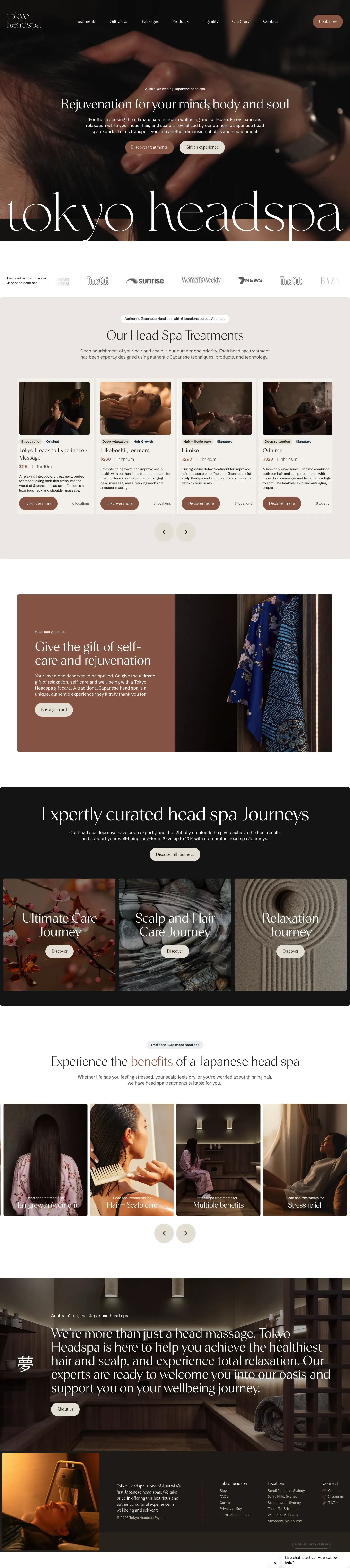 Homepage of tokyo headspa