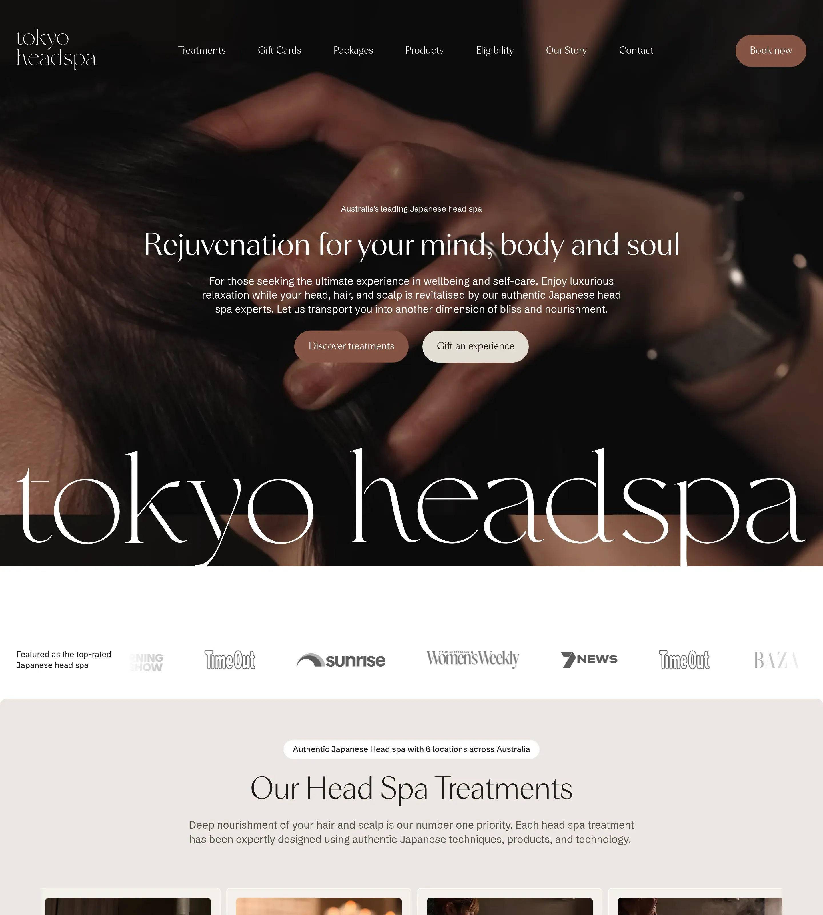 Homepage of tokyo headspa