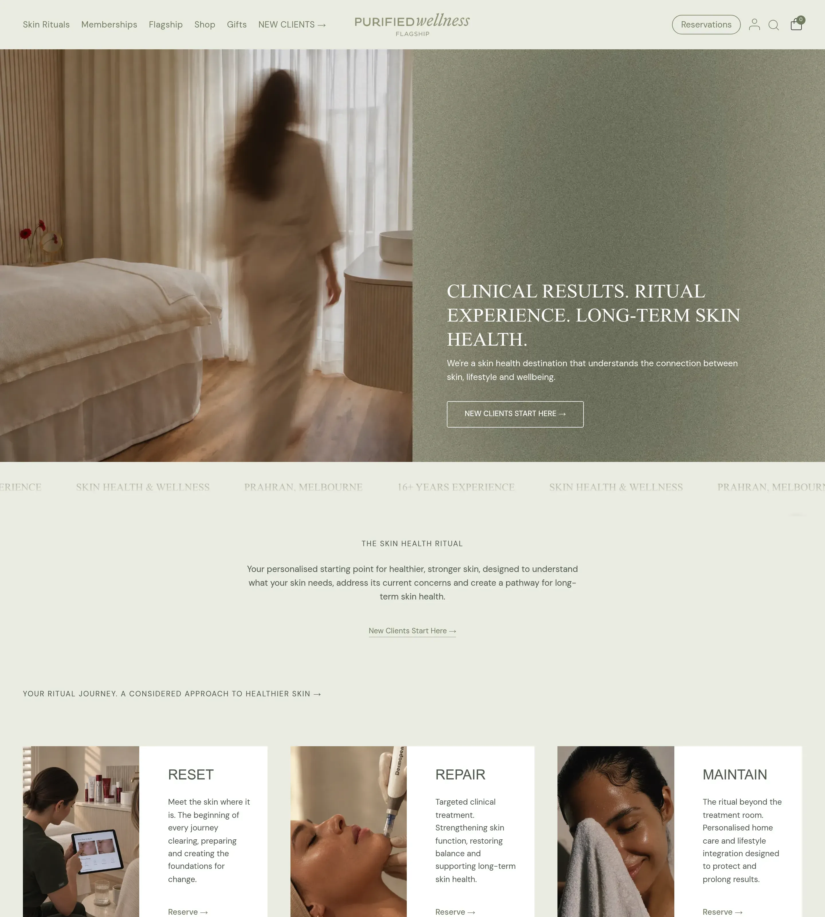 Homepage of PURIFIED wellness