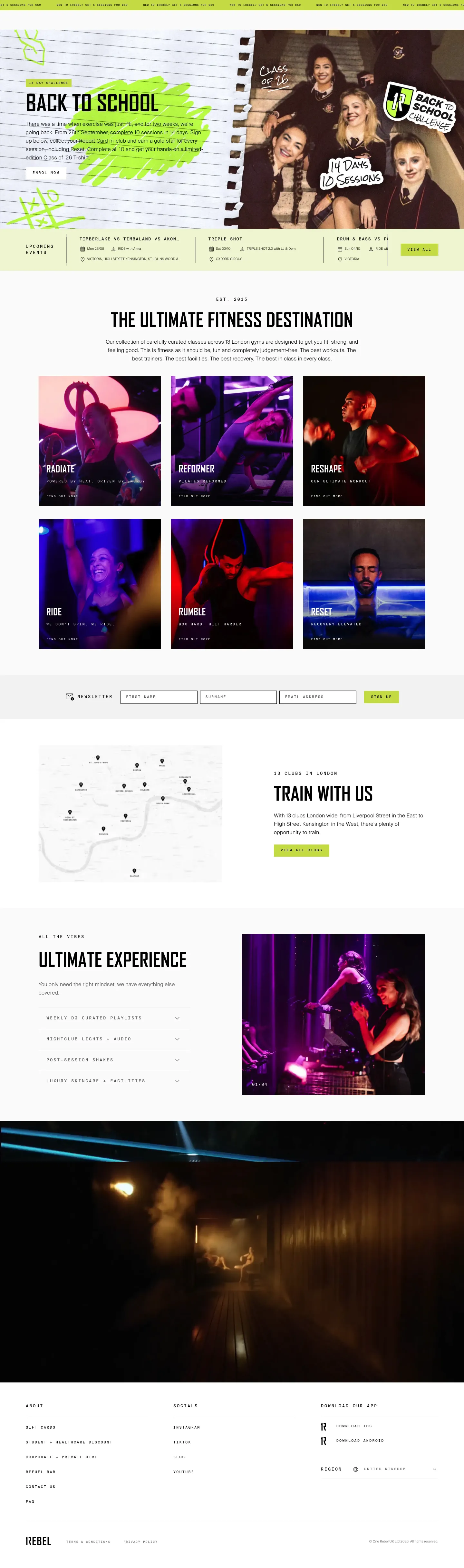 Homepage of 1Rebel