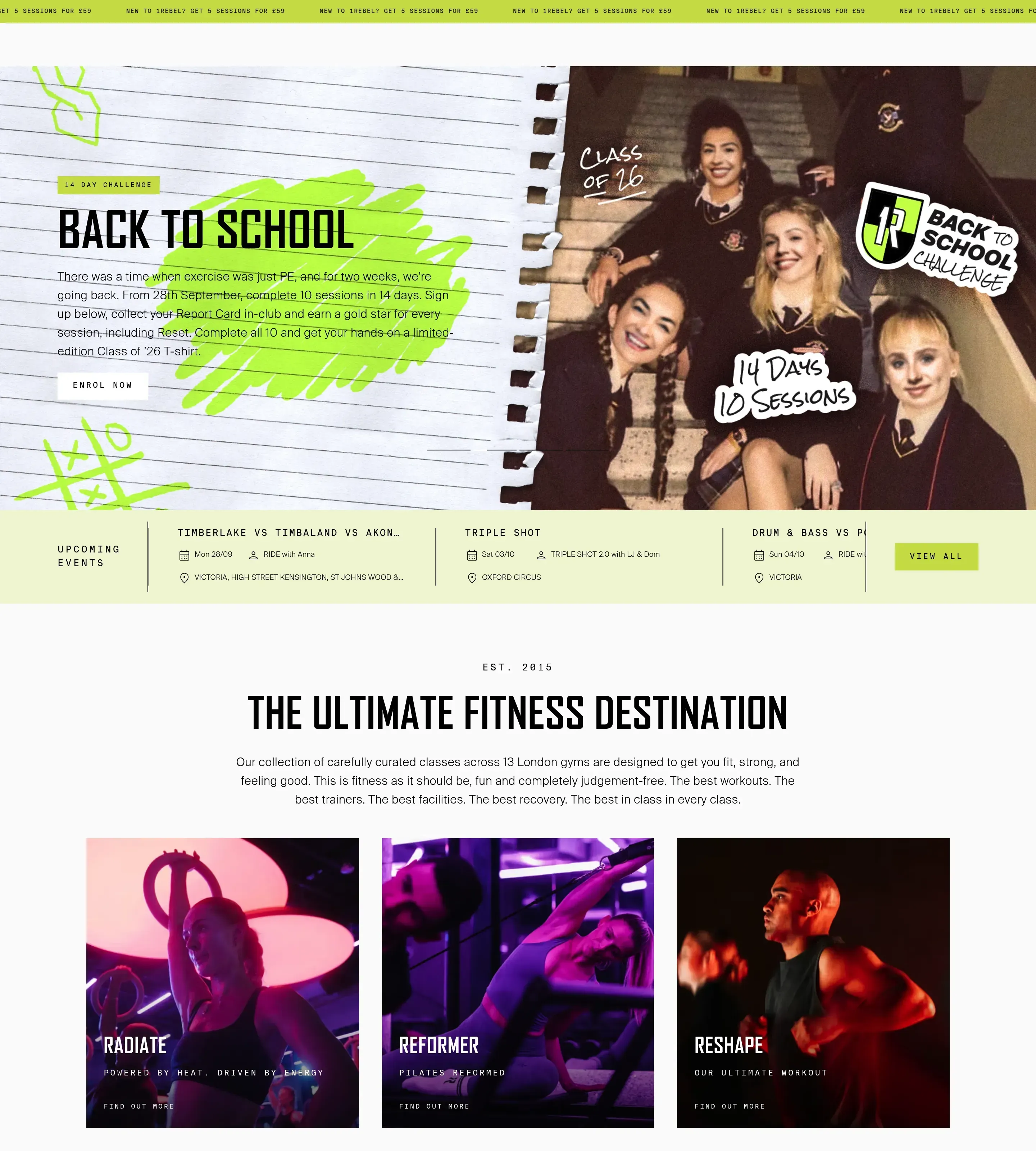 Homepage of 1Rebel
