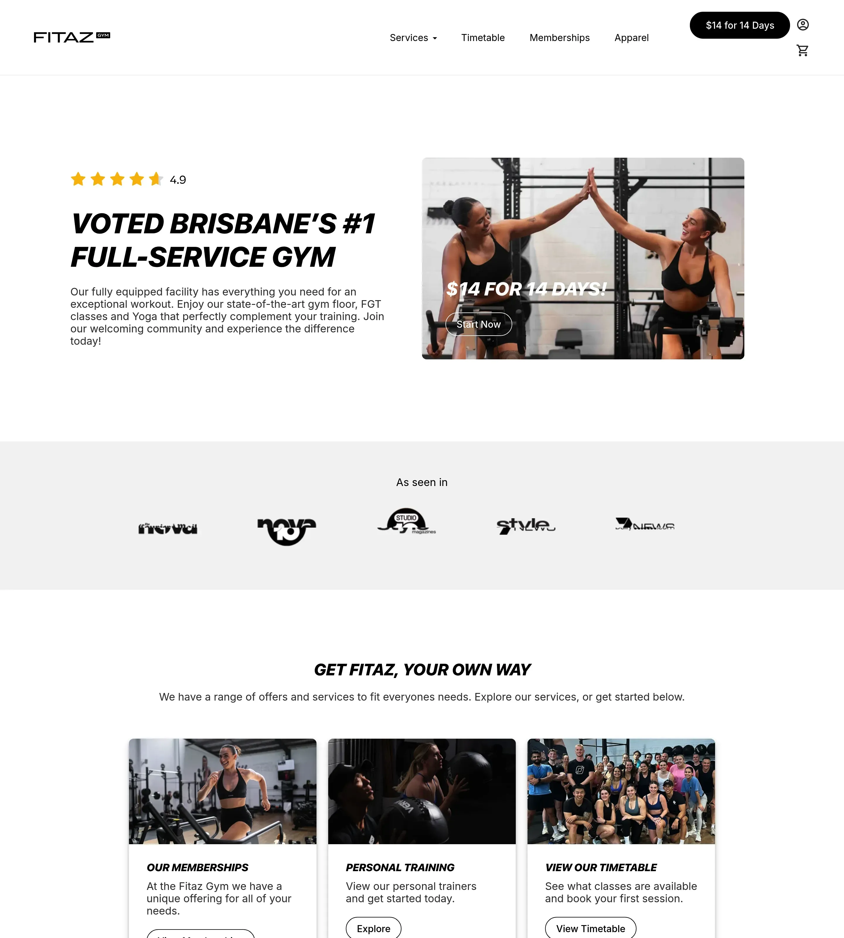 Homepage of Fitaz Gym