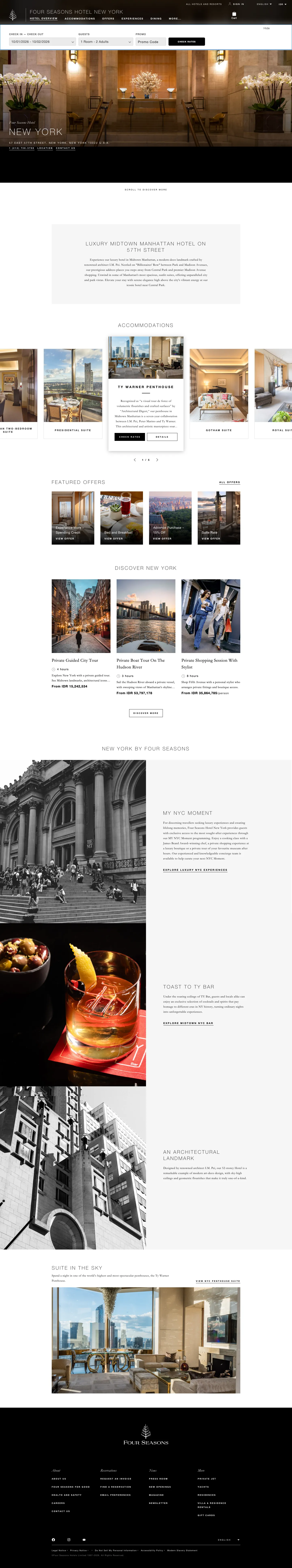Homepage of Four Seasons Hotels