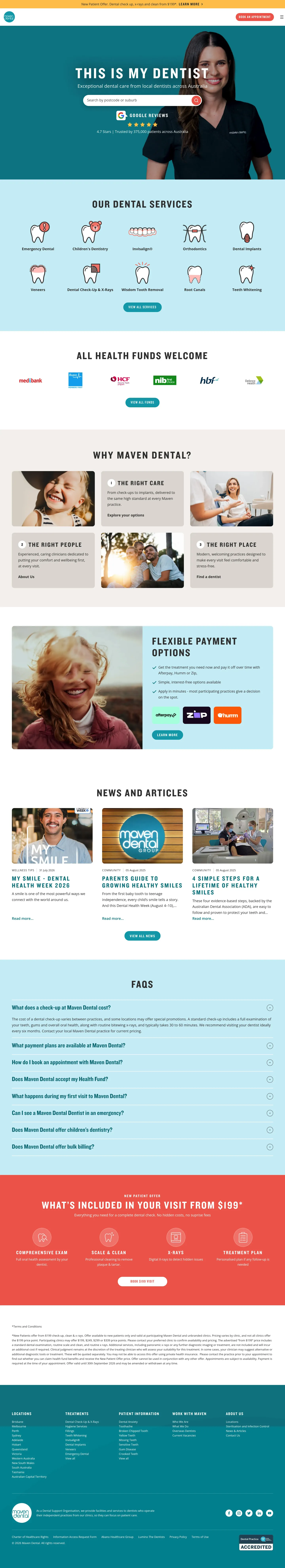 Homepage of Maven Dental