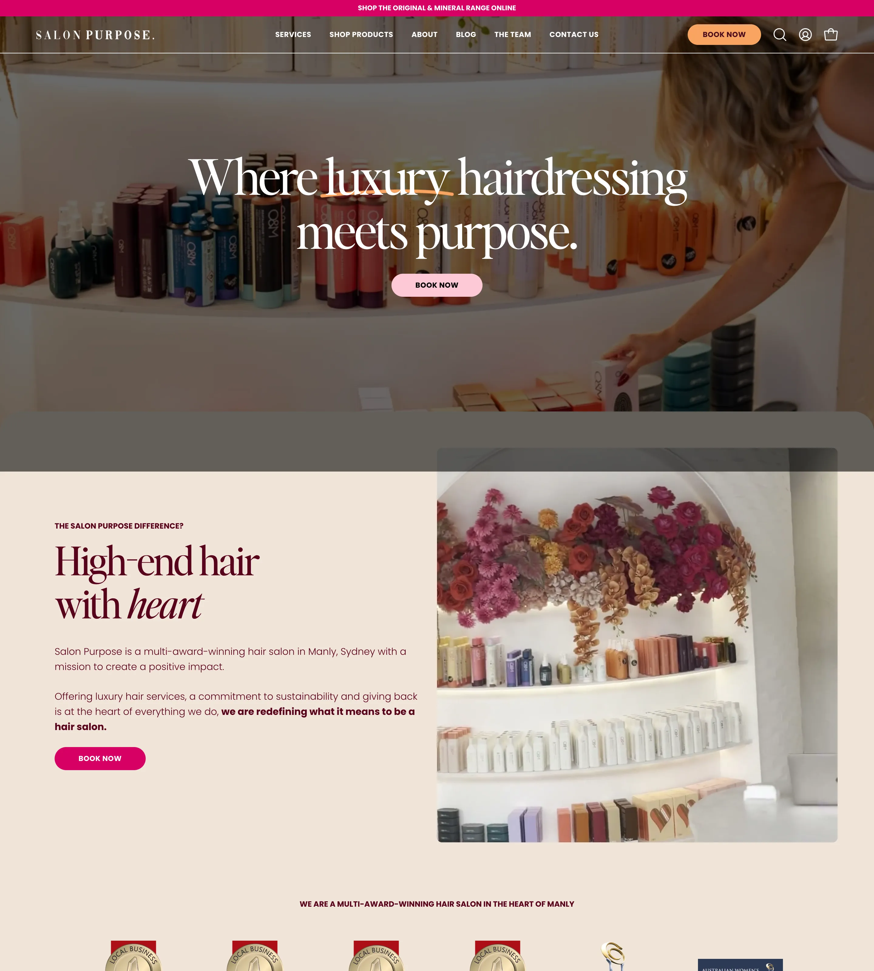 Homepage of Salon Purpose
