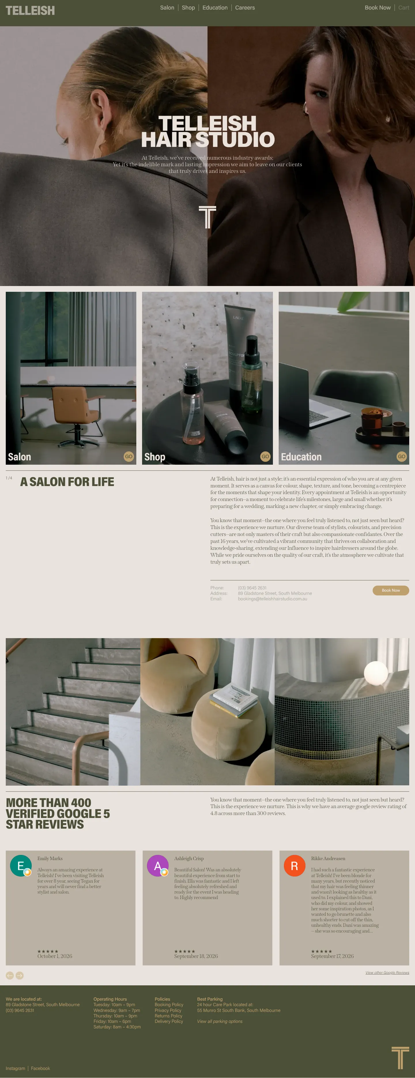 Homepage of Telleish Hair Studio