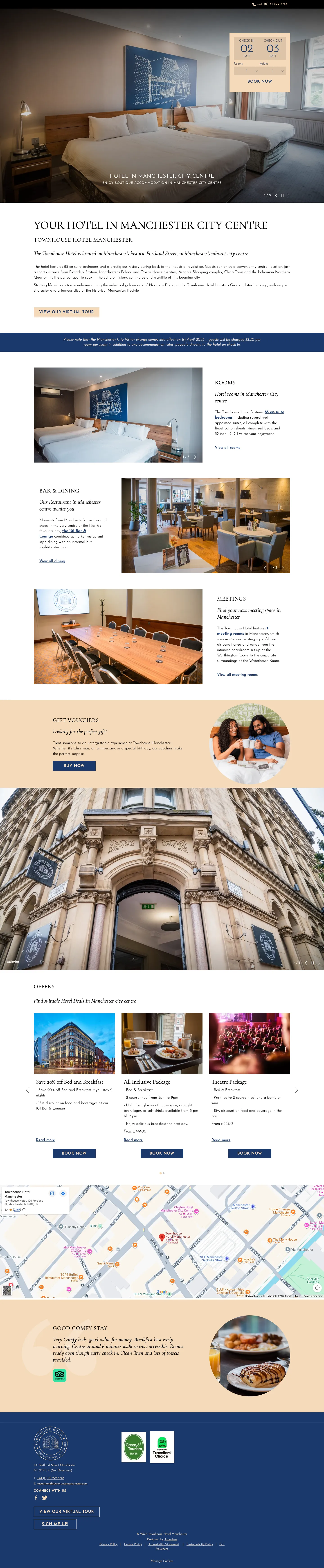 Homepage of Townhouse Hotel Manchester