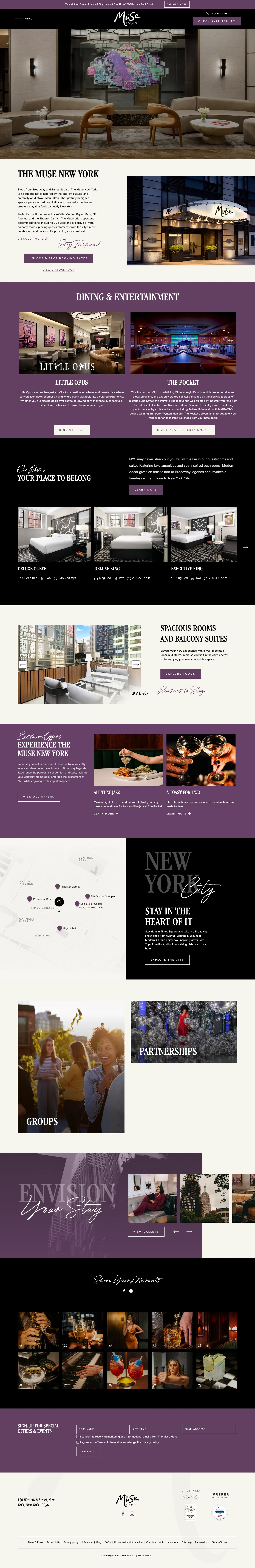 Homepage of The Muse New York