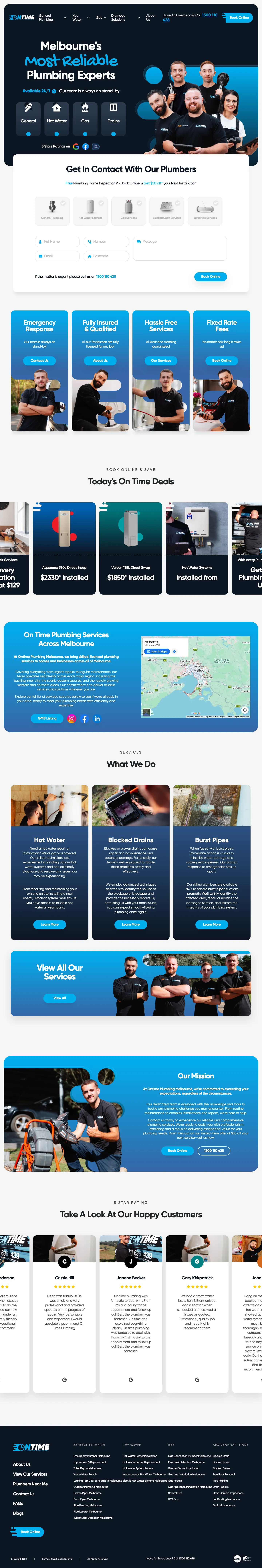 Homepage of On Time Plumbing
