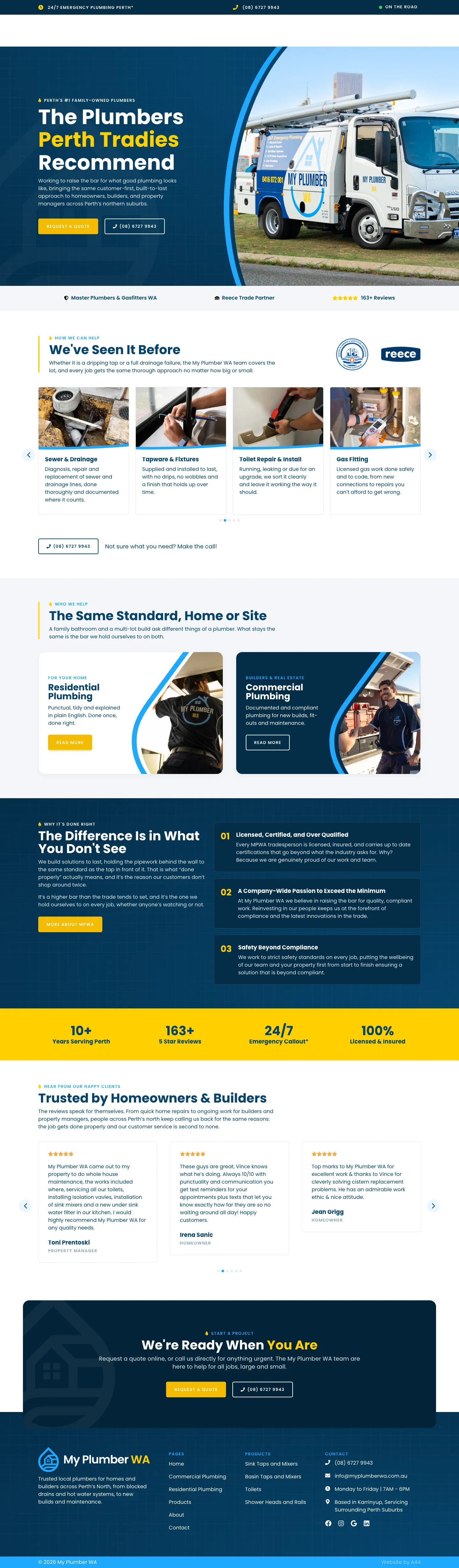 Homepage of My Plumber WA