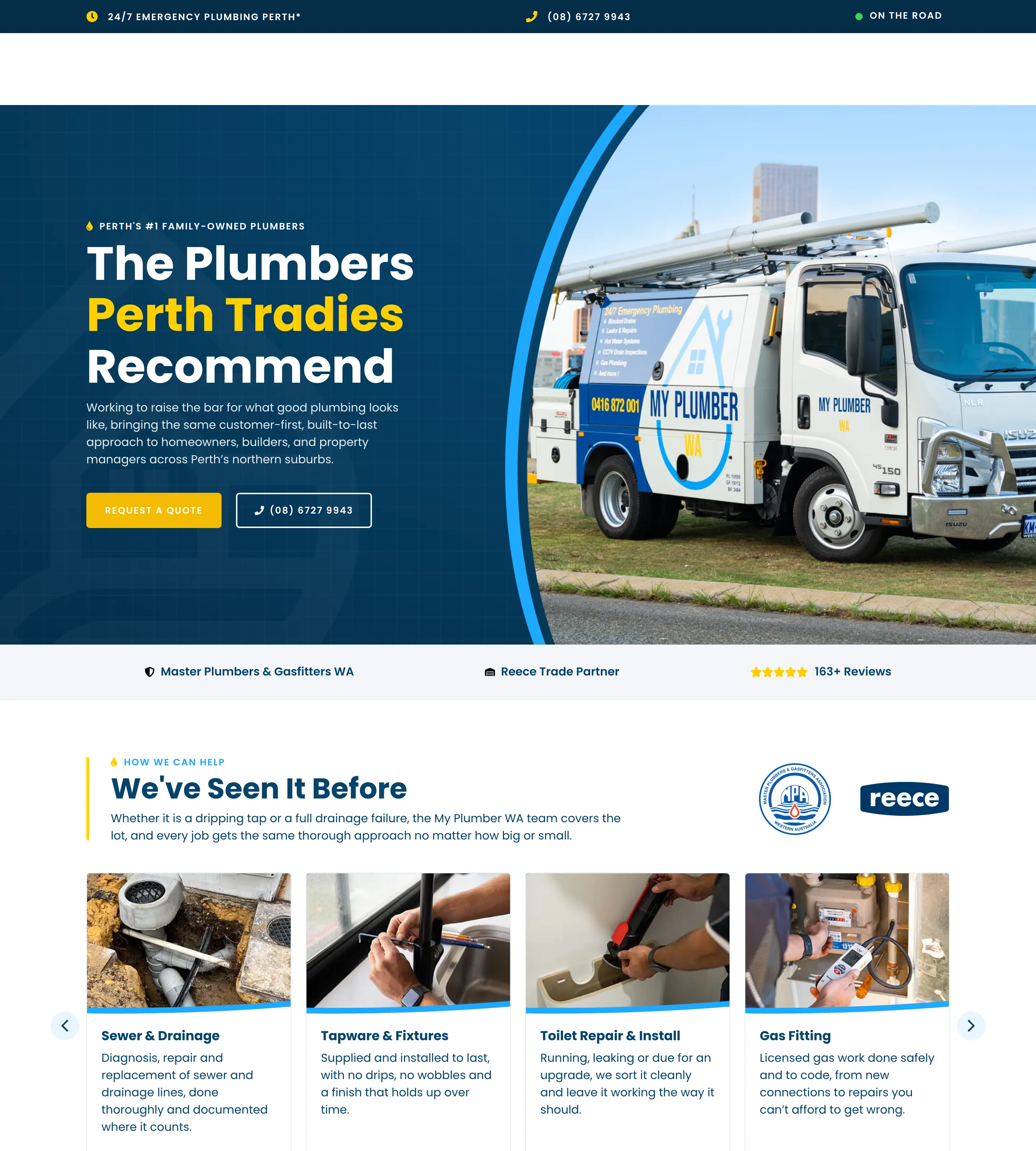 Homepage of My Plumber WA
