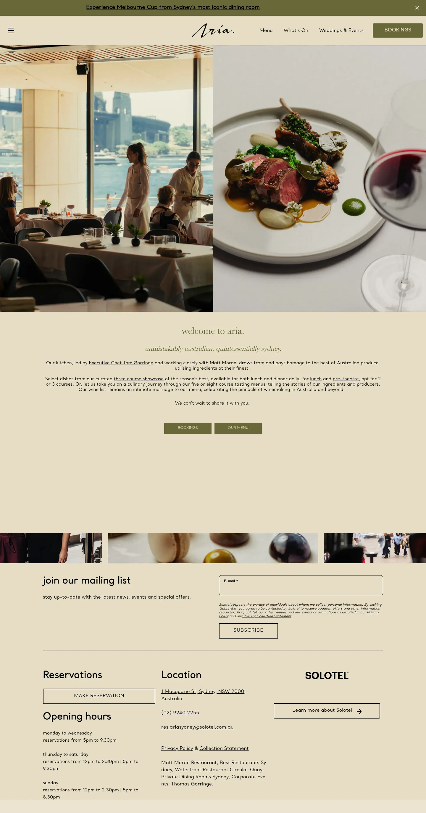 Homepage of Aria