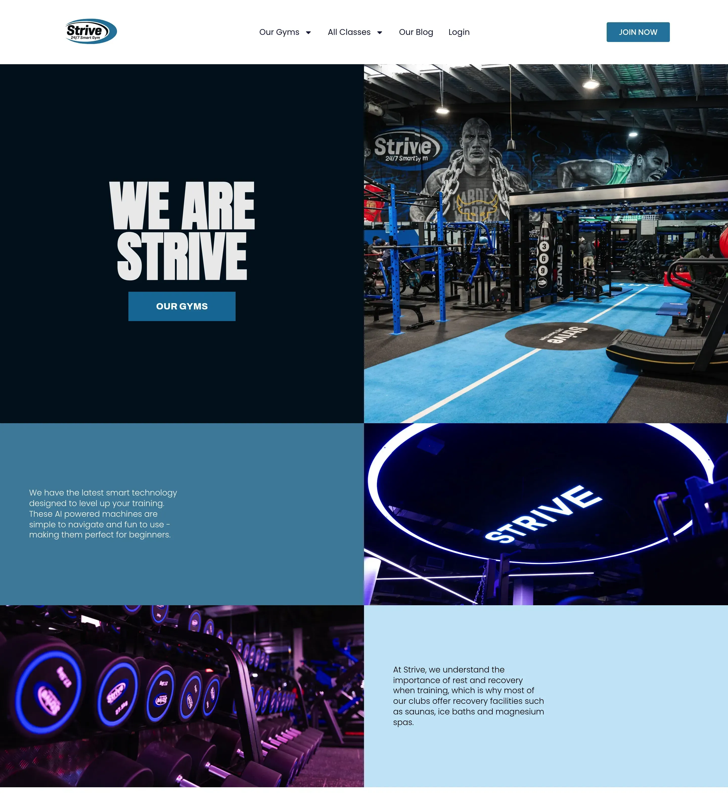 Homepage of Strive Fitness