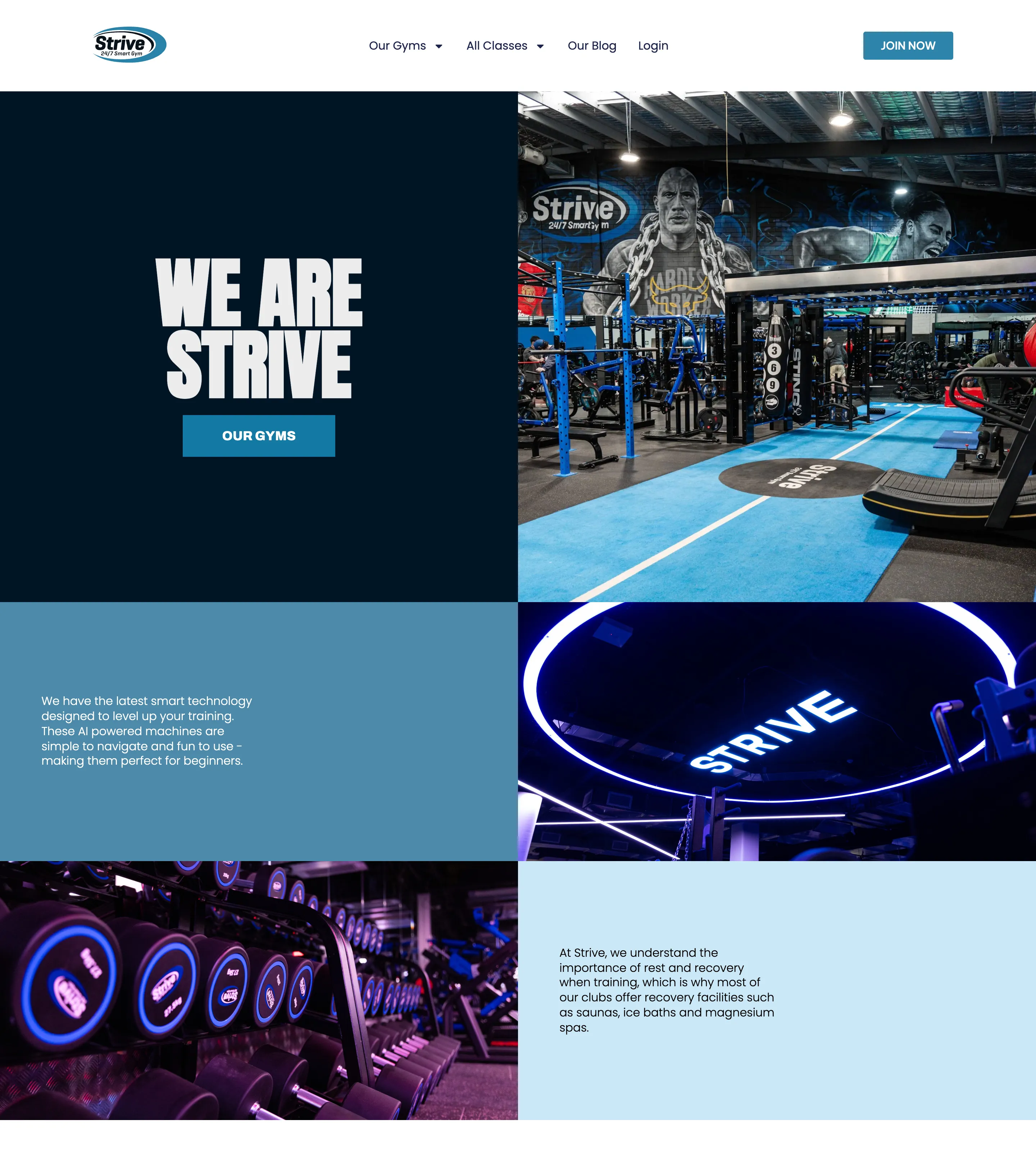 Homepage of Strive Fitness