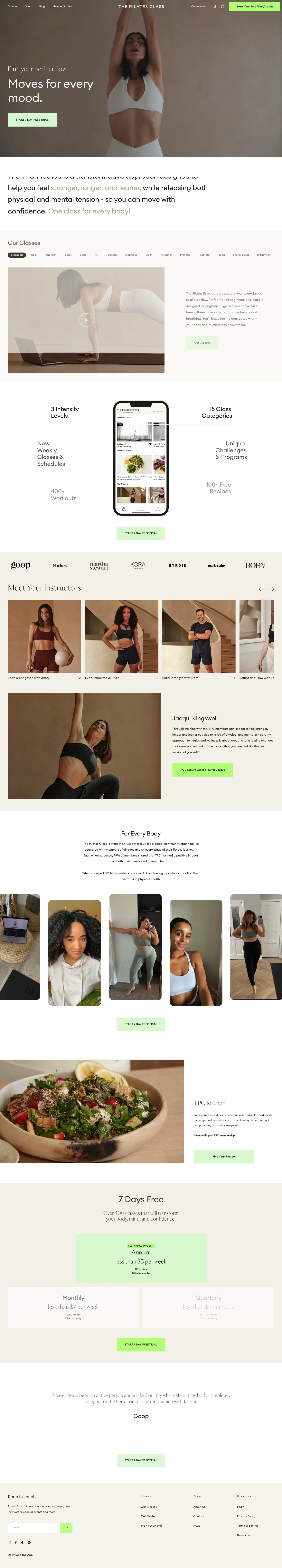 Homepage of The Pilates Class