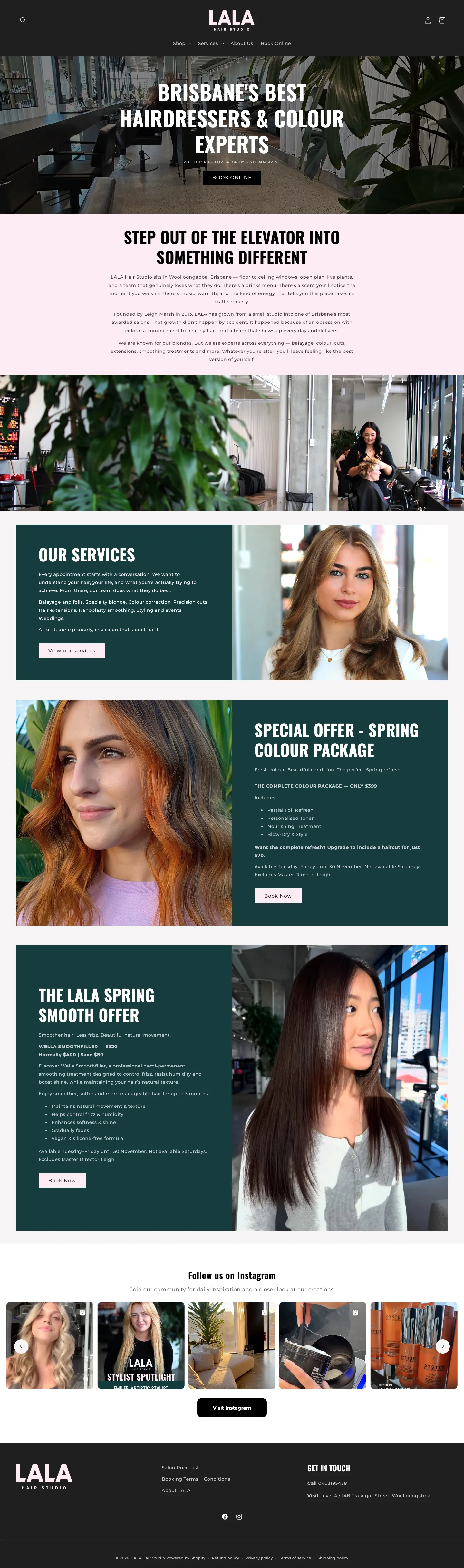 Homepage of LALA Hair Studio
