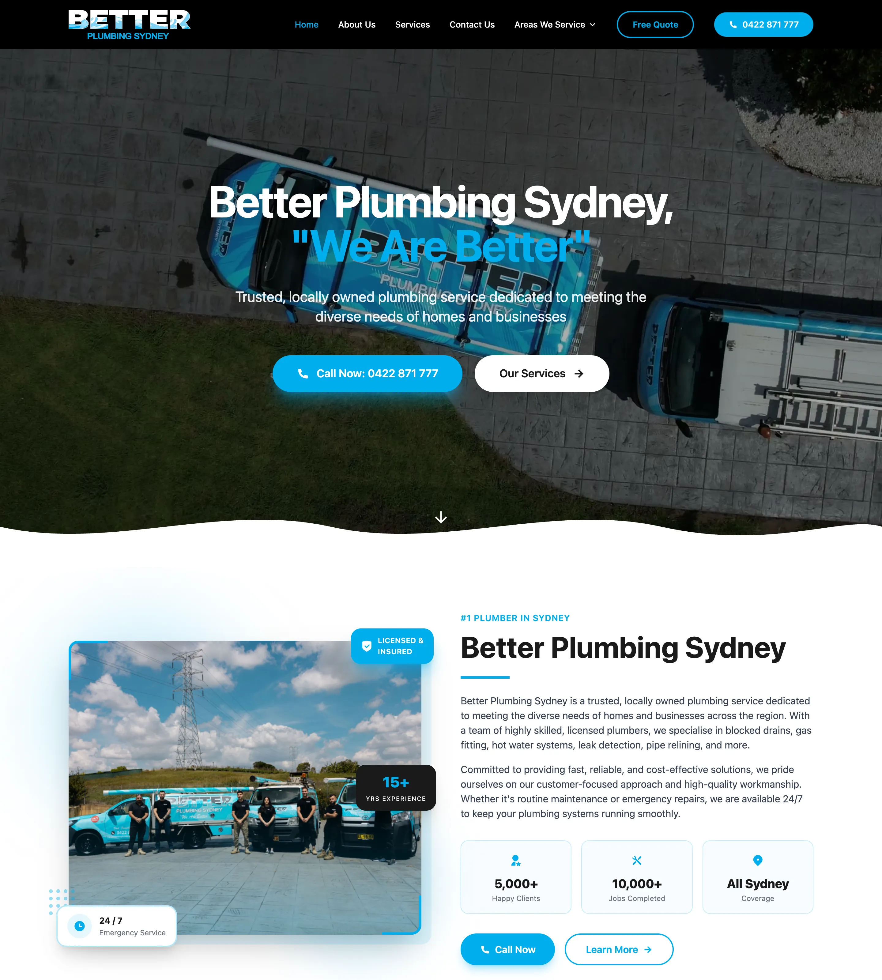 Homepage of Better Plumbing Sydney