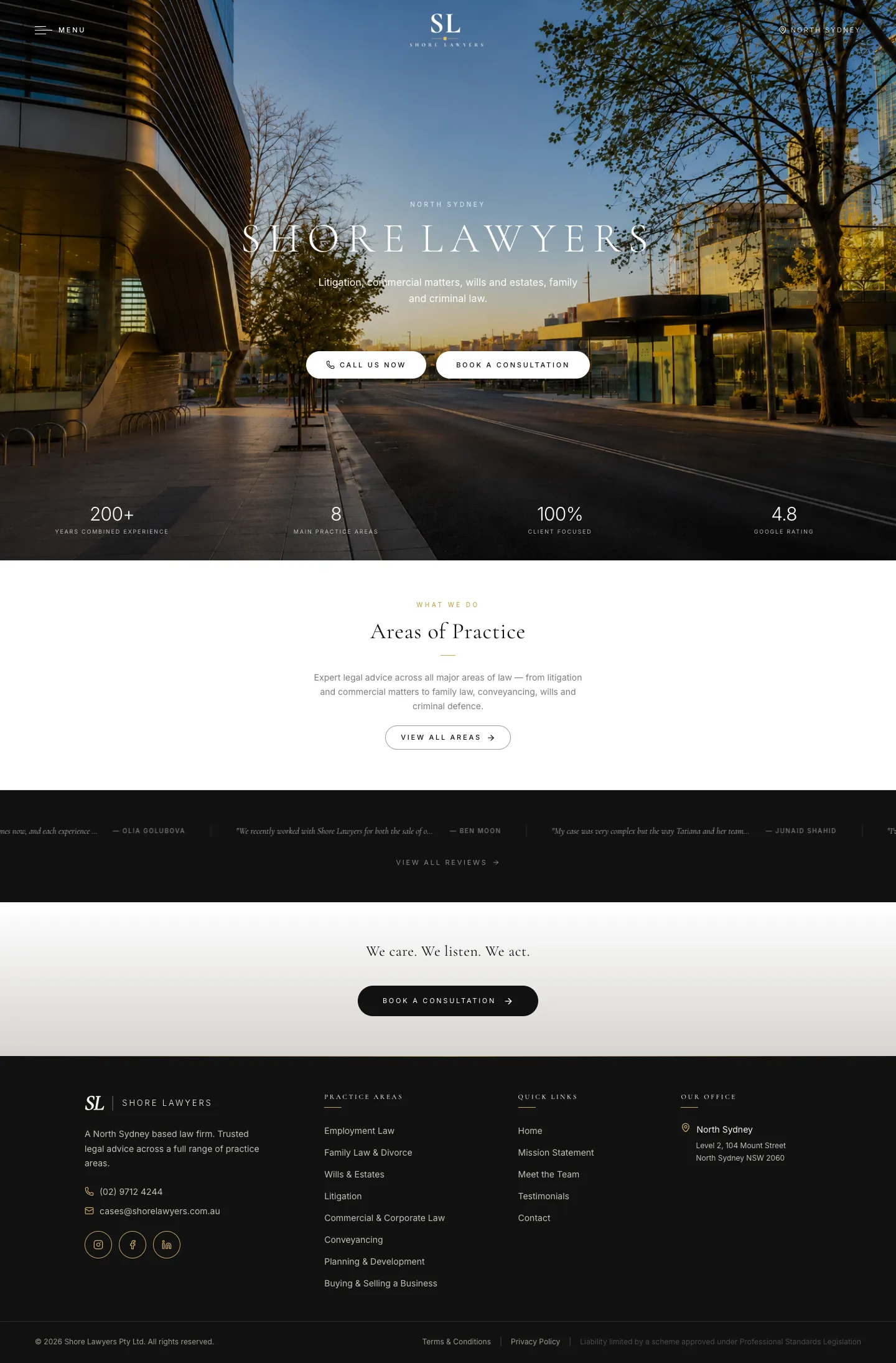 Homepage of Shore Lawyers
