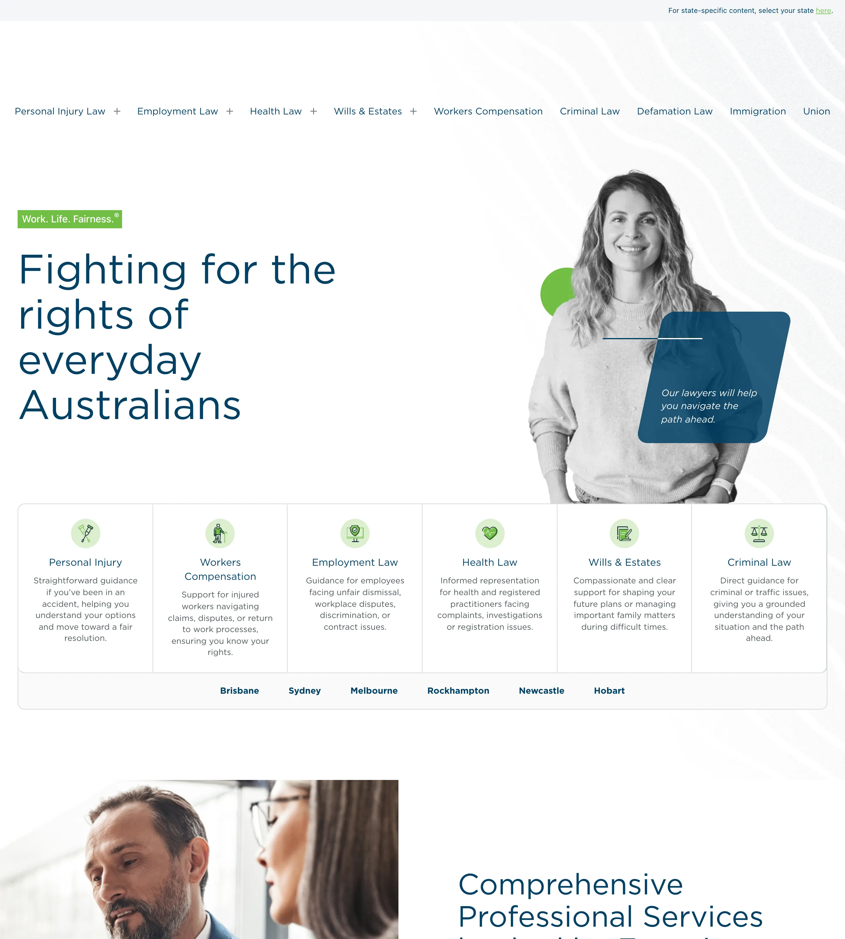 Homepage of Hall Payne Lawyers