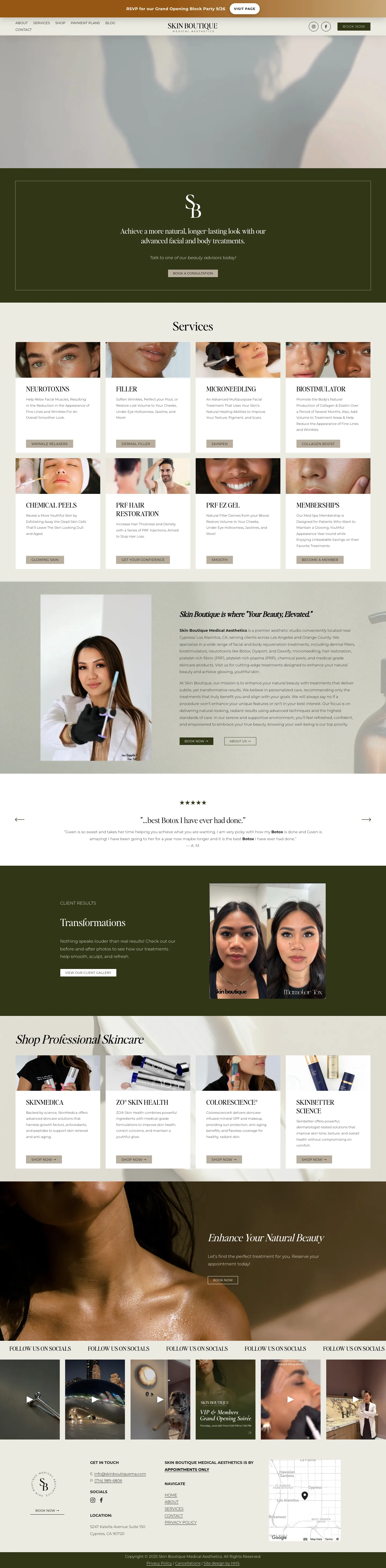Homepage of Skin Boutique Medical Aesthetics