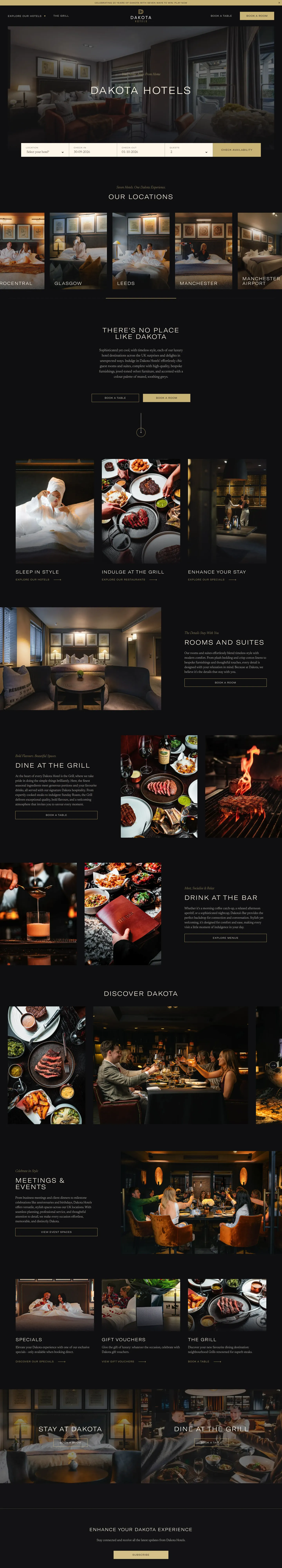Homepage of Dakota Hotels