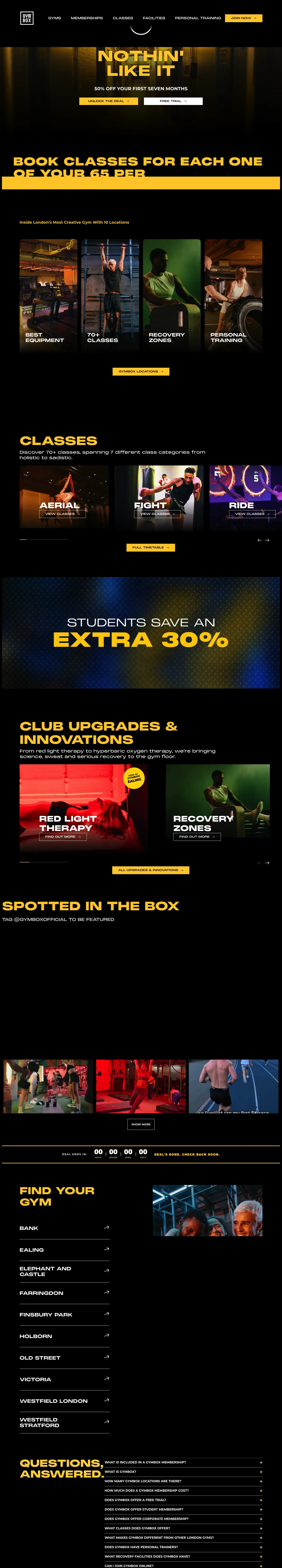 Homepage of Gymbox
