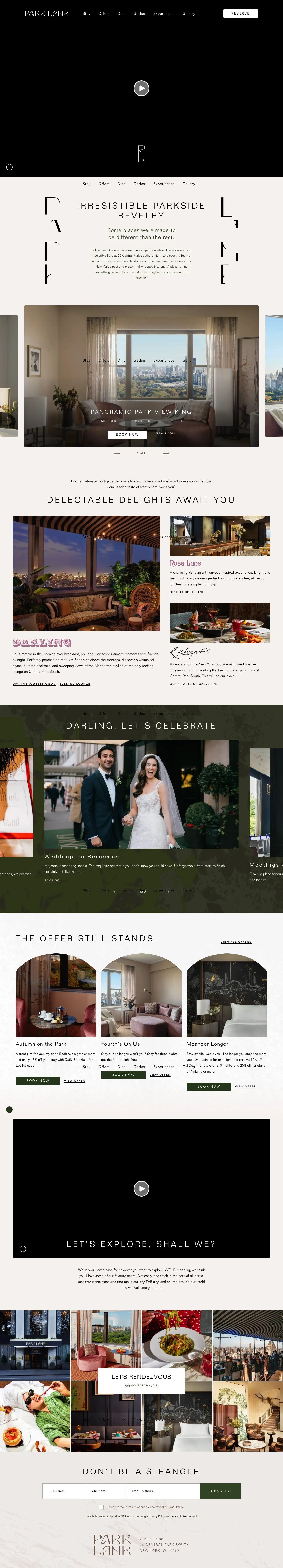 Homepage of Park Lane New York