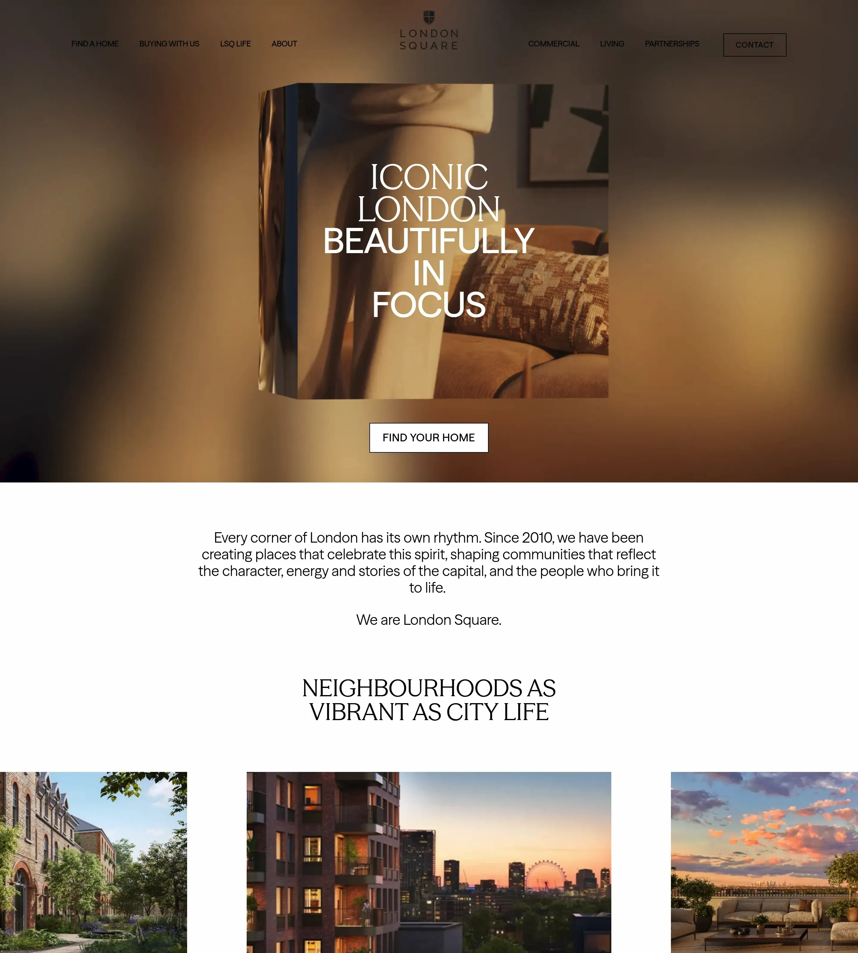 Homepage of London Square
