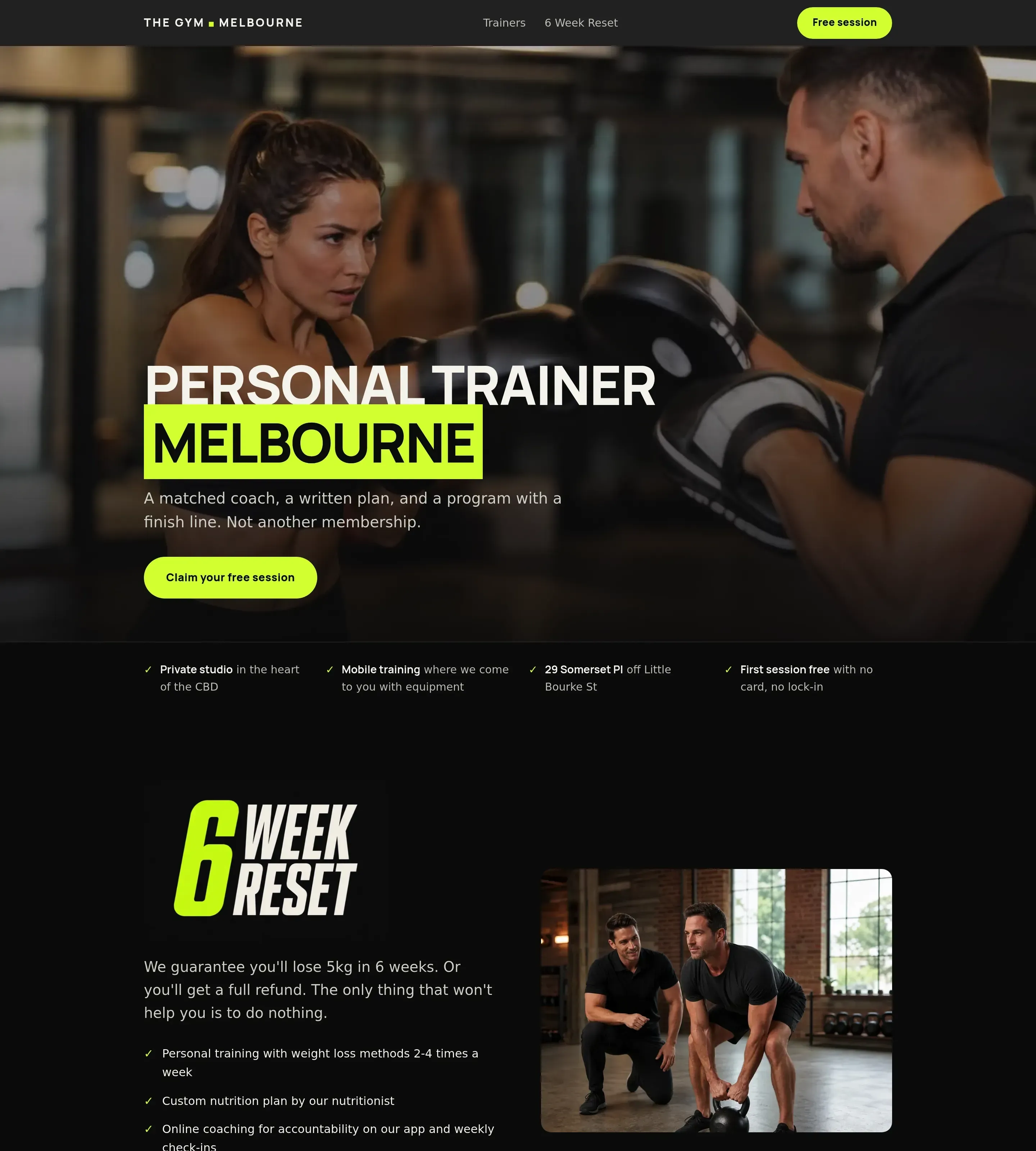 Homepage of The Gym Melbourne