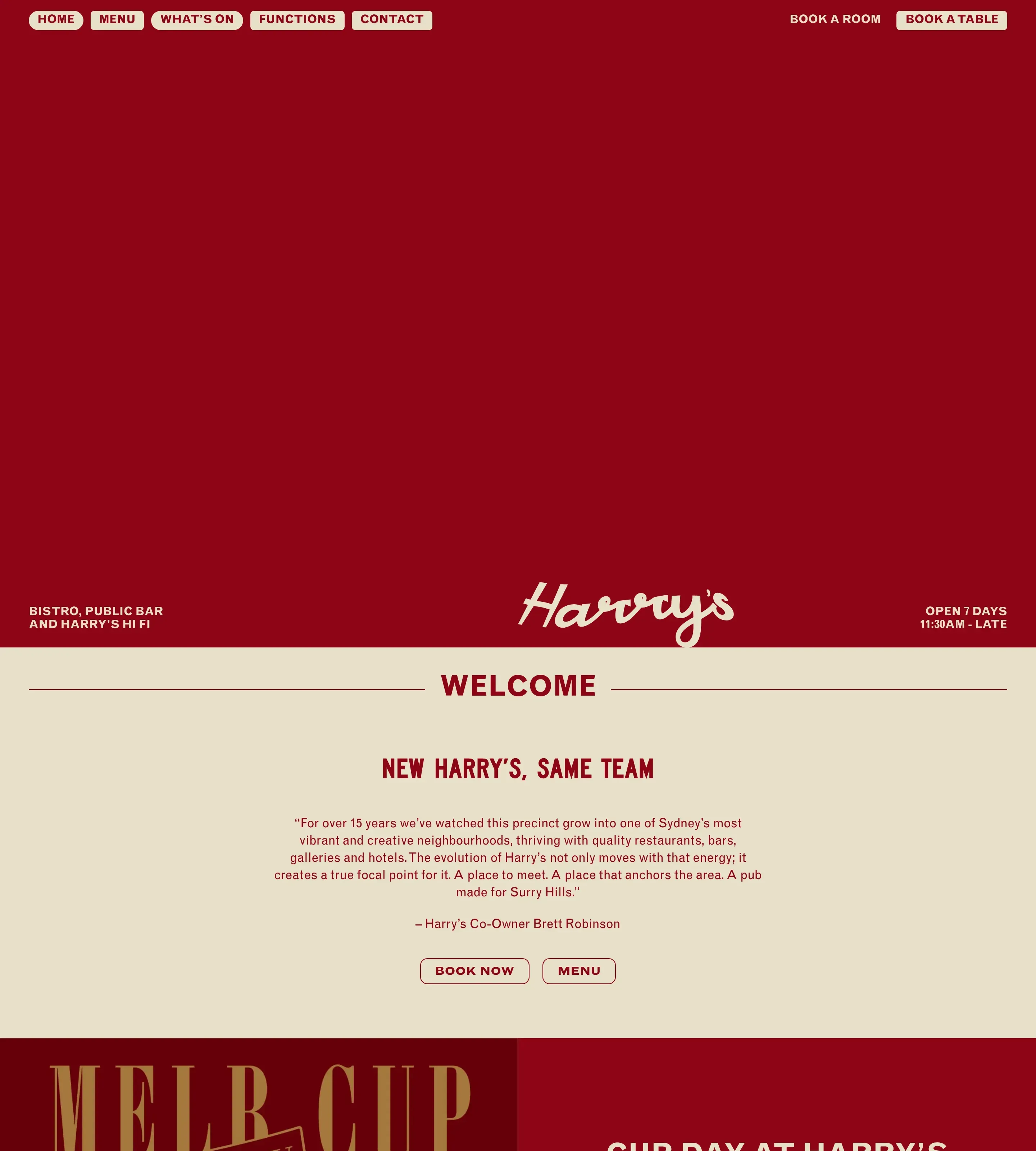 Homepage of Hotel Harry