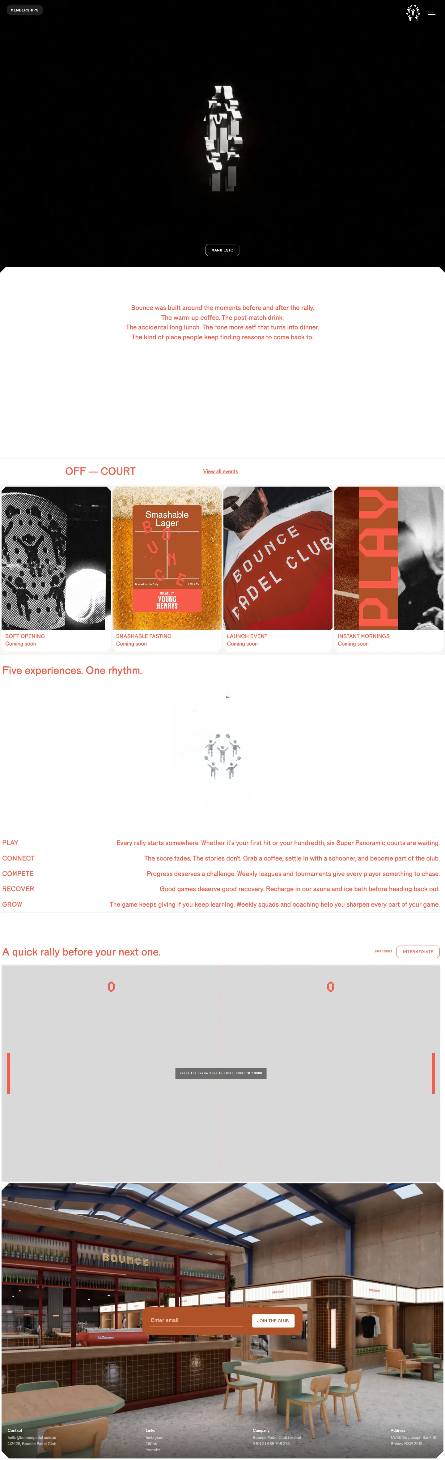 Homepage of Bounce Padel
