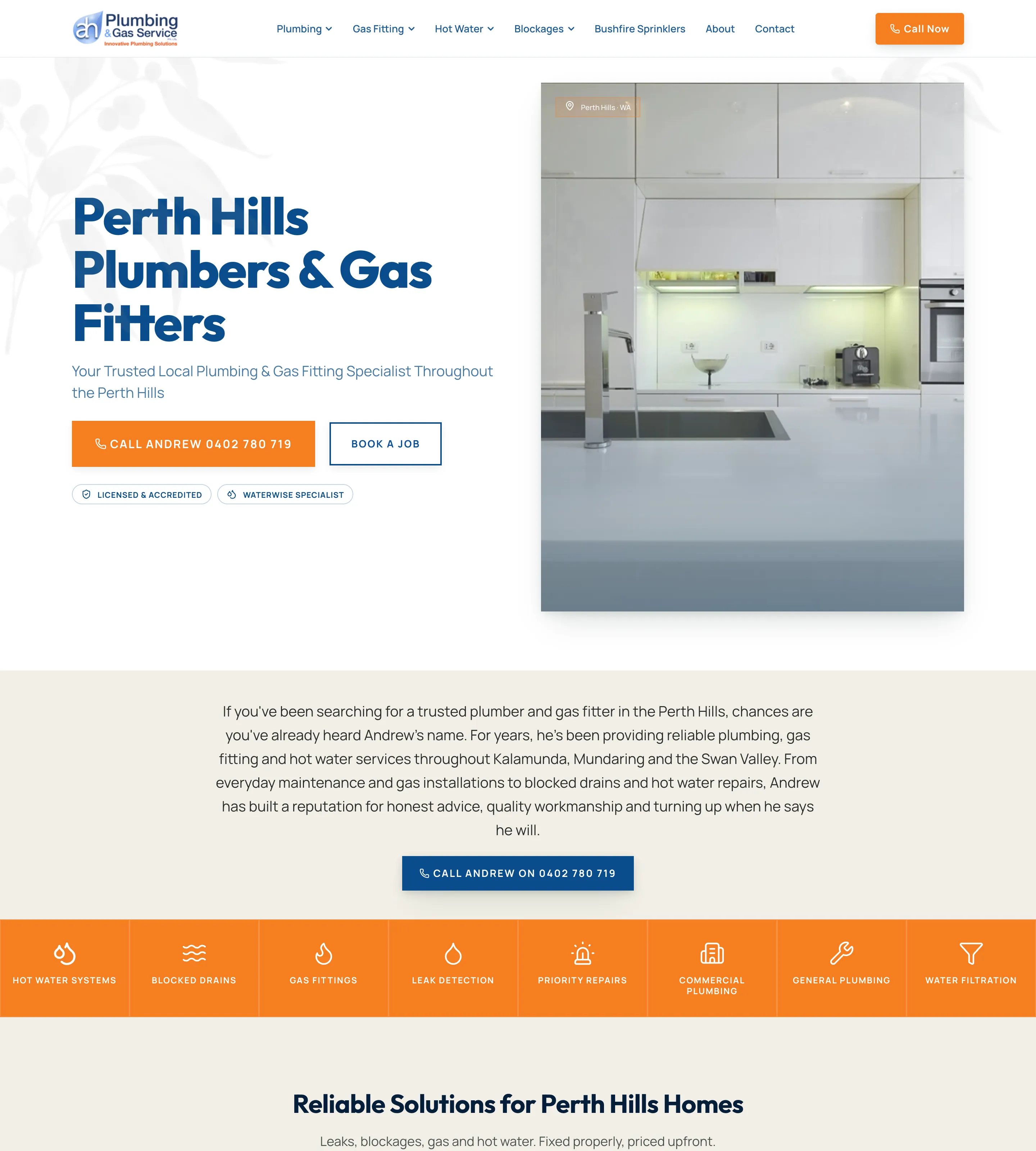 Homepage of AH Plumbing and Gas