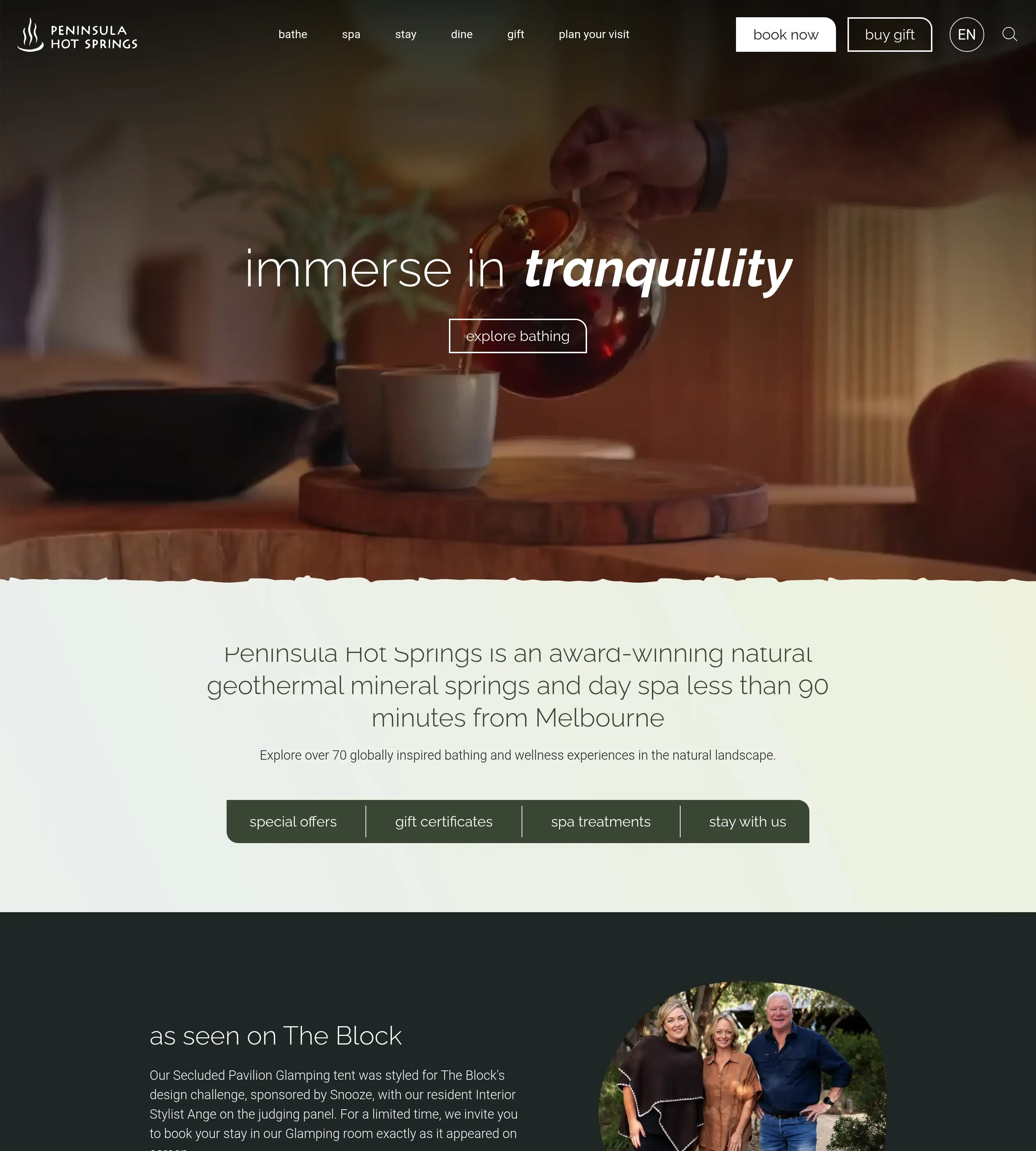 Homepage of Peninsula Hot Springs