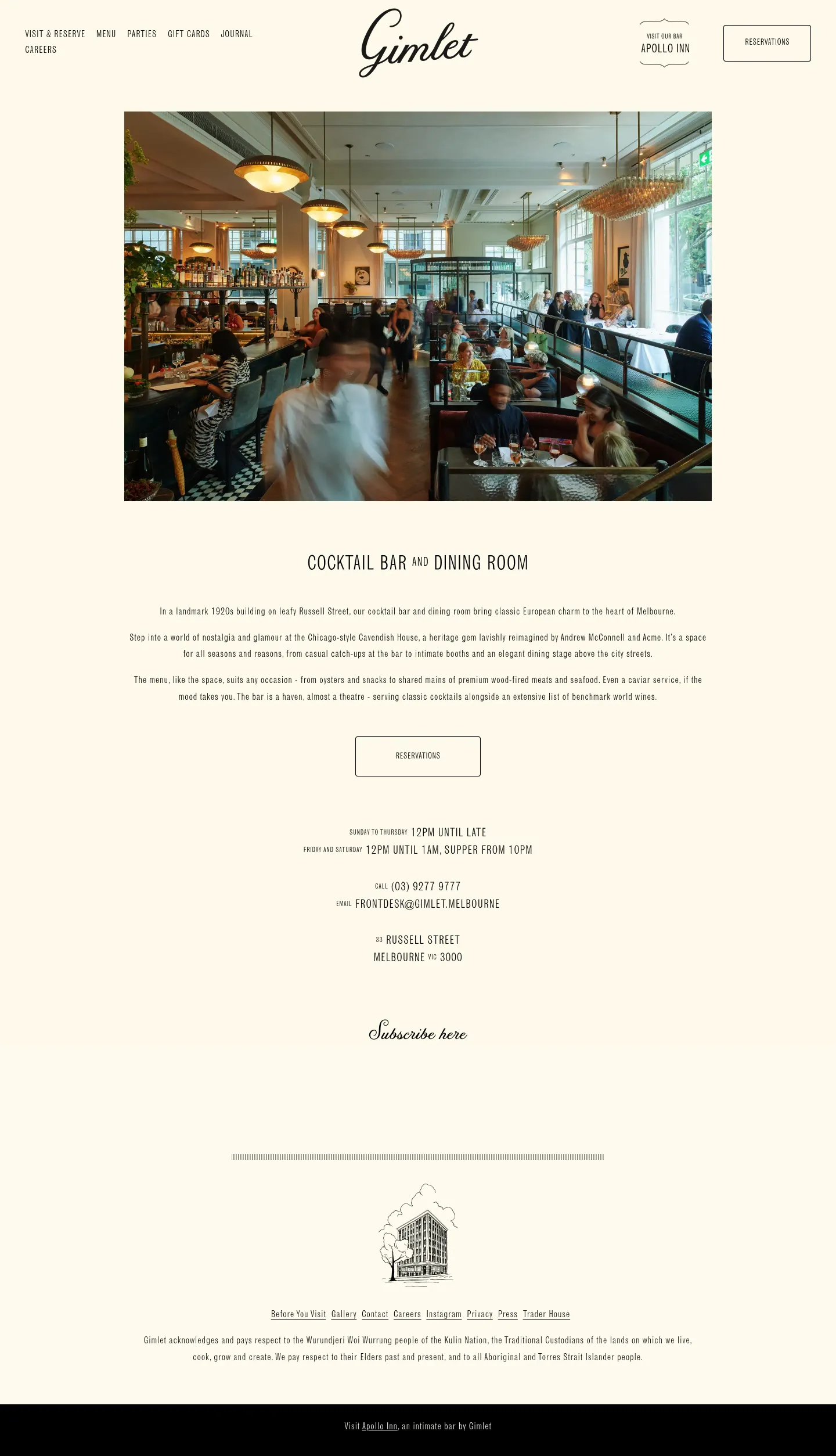 Homepage of Gimlet