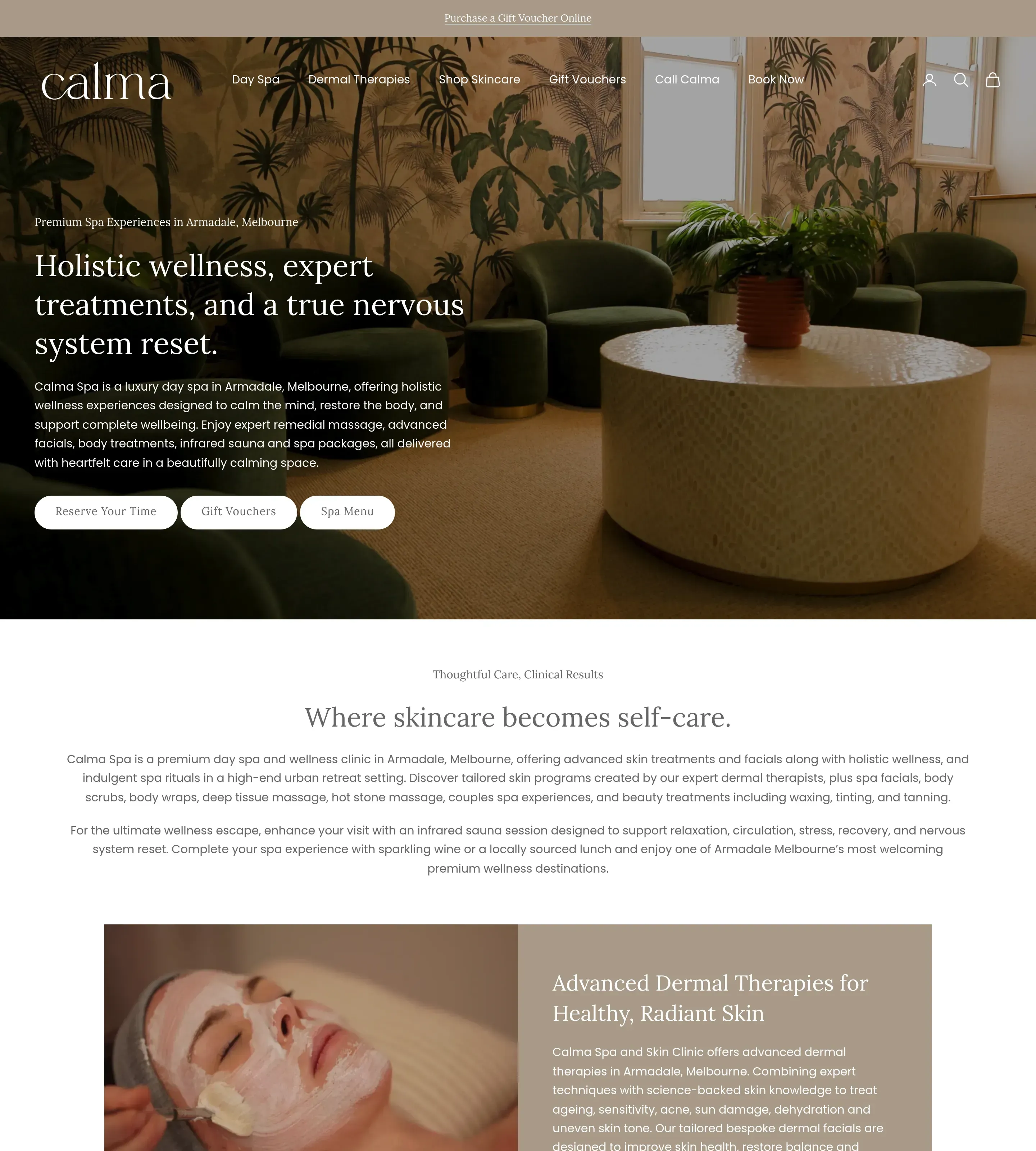 Homepage of calma
