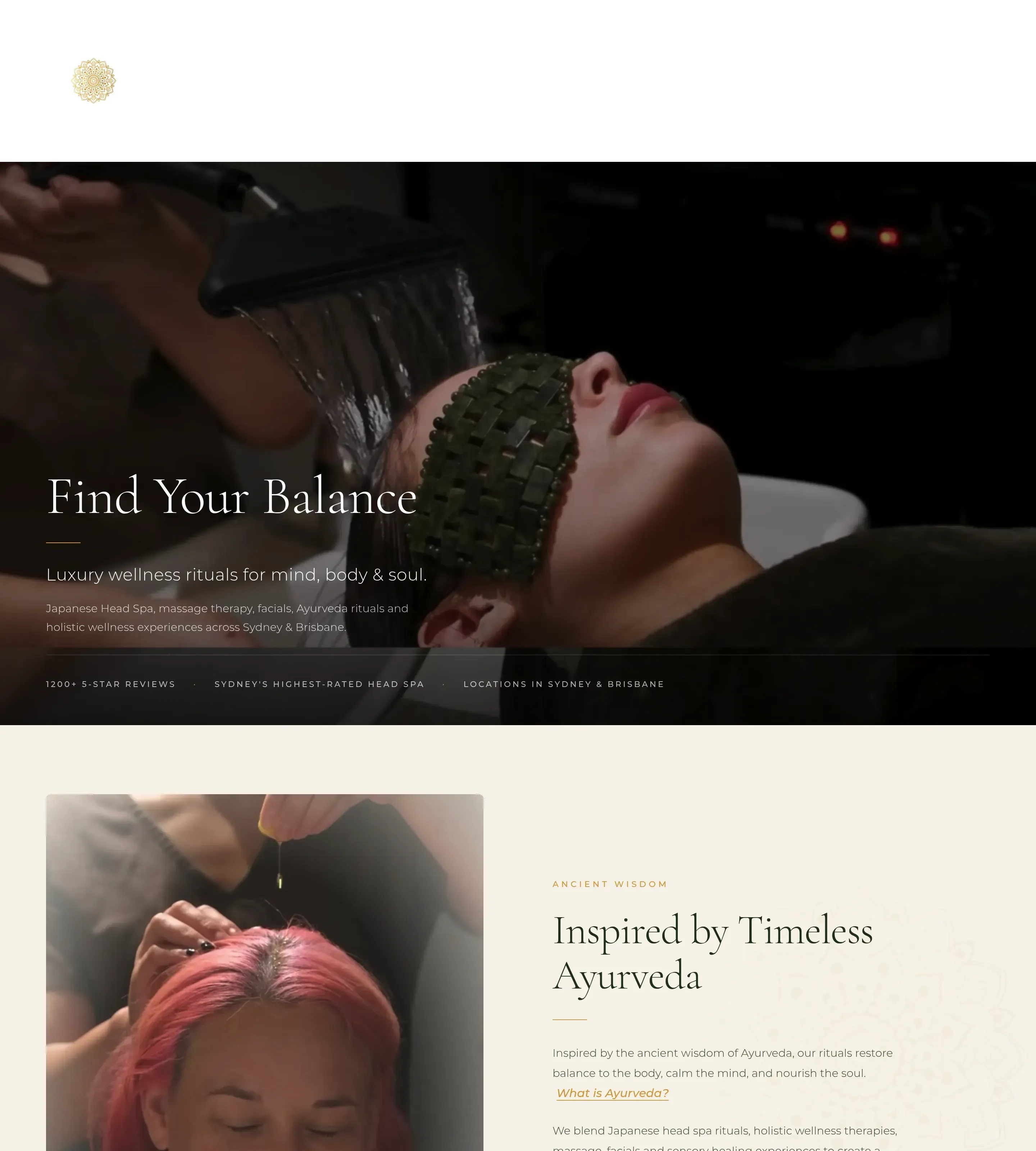 Homepage of Sacred Ritual Spa
