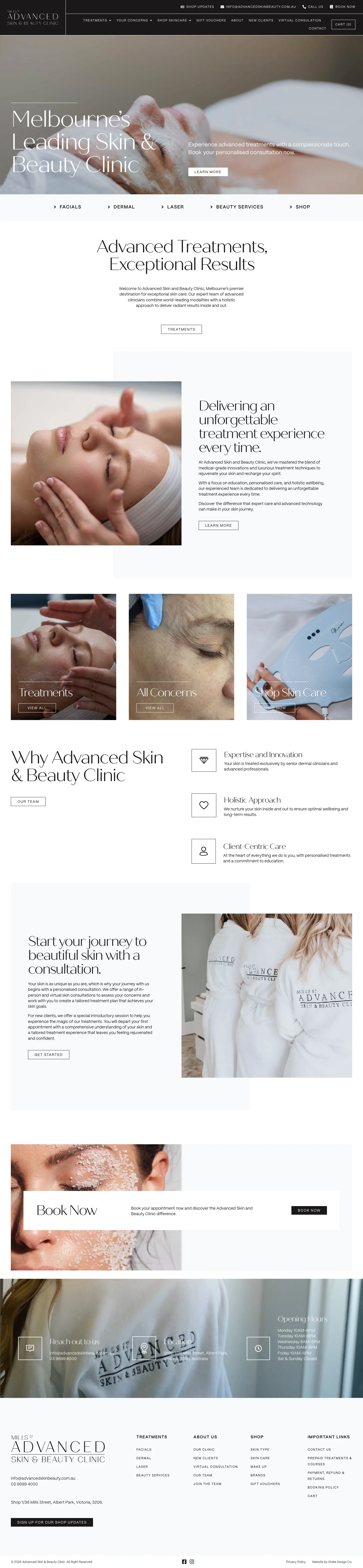 Homepage of Advanced Skin & Beauty Clinic