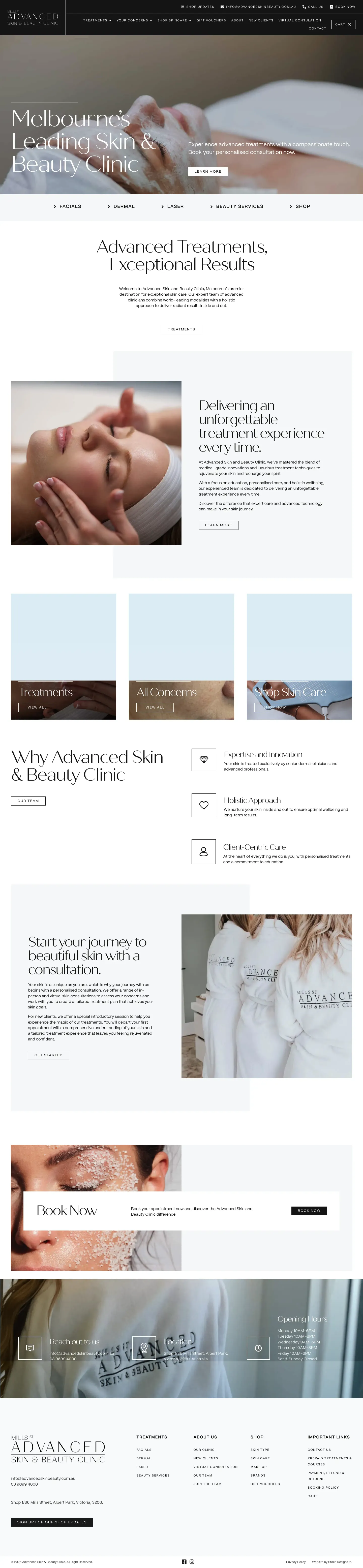Homepage of Advanced Skin Beauty